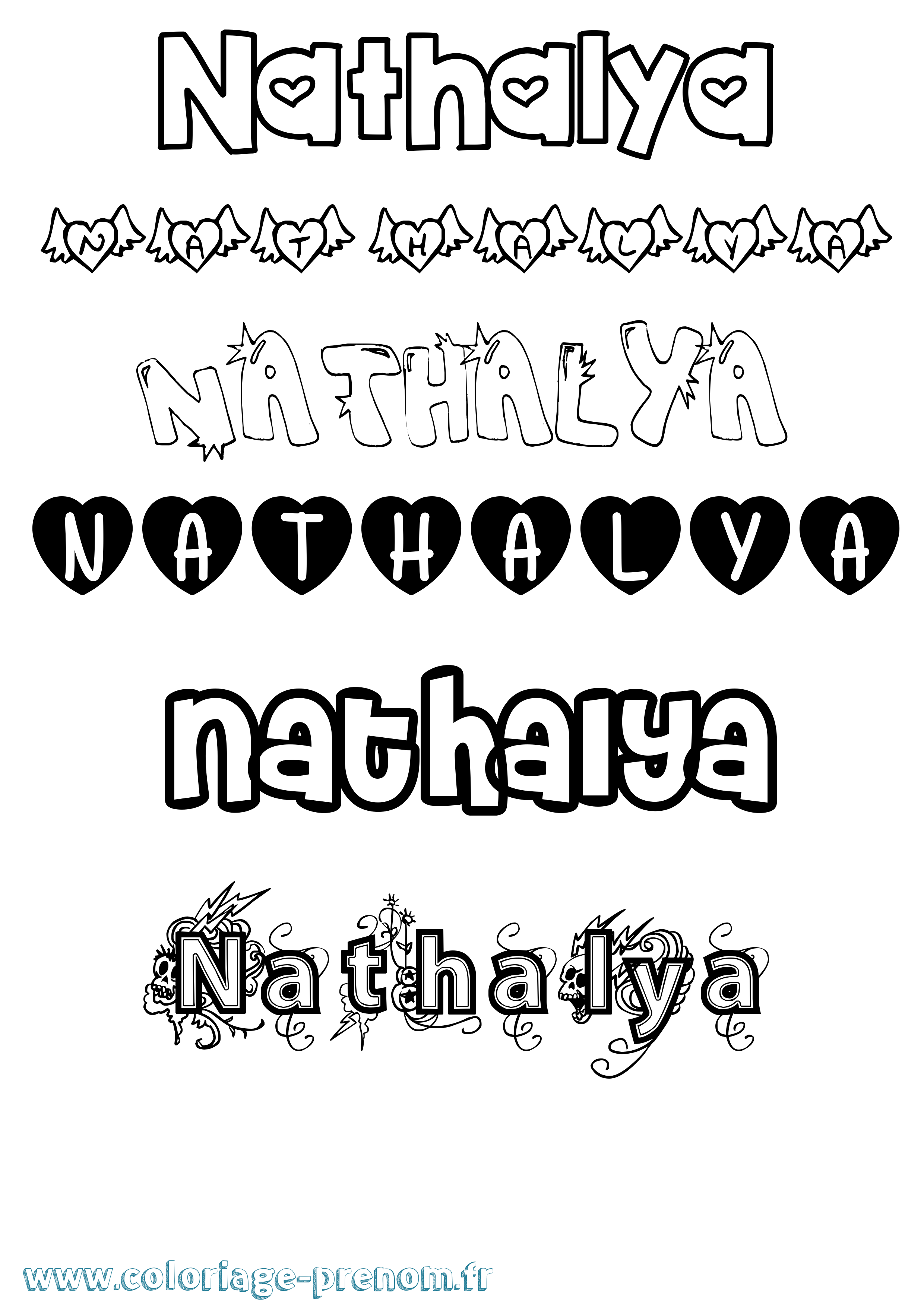 Coloriage Nathalya Girly Coloriage prénom Nathalya Girly