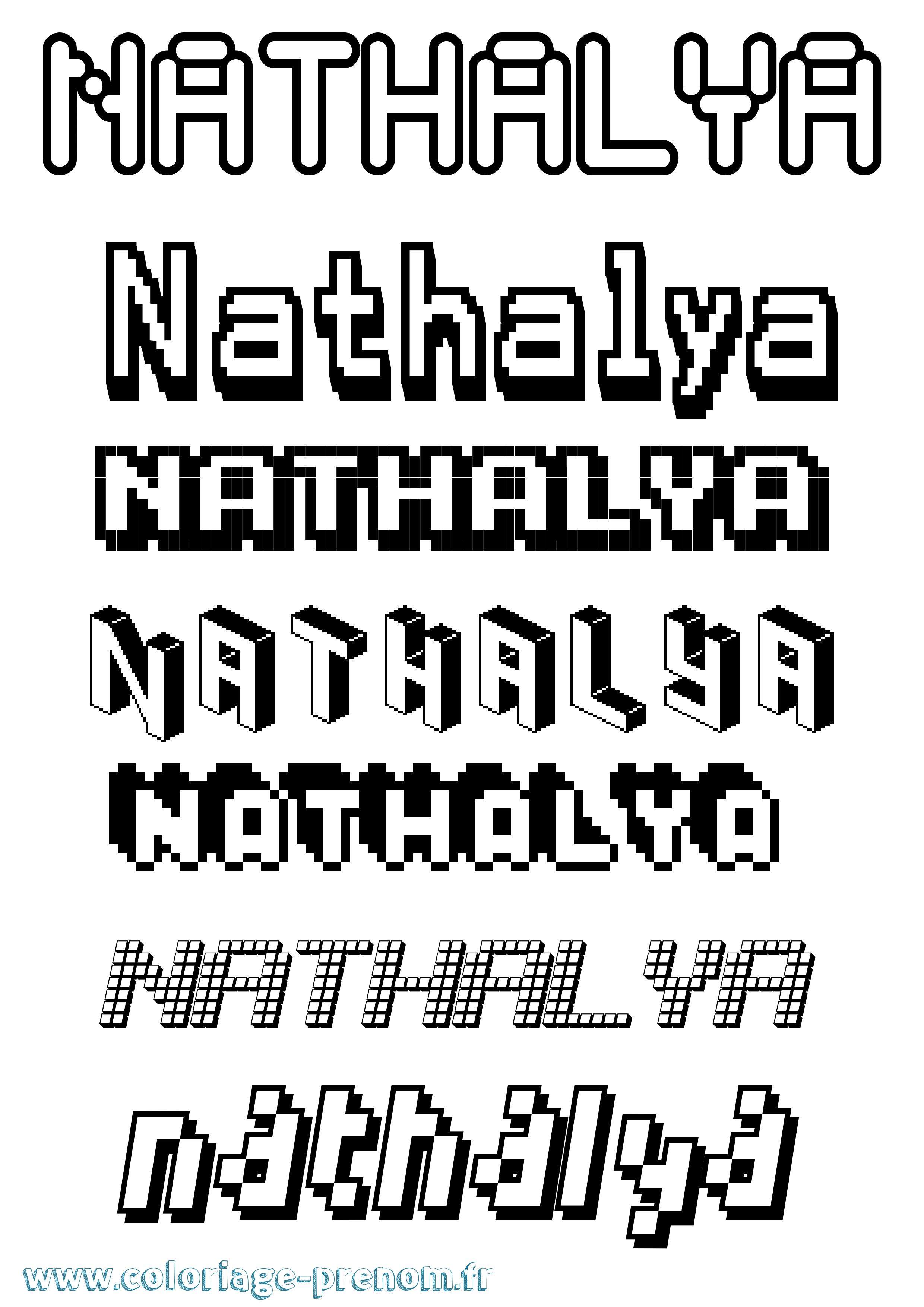 Coloriage Nathalya Pixel Coloriage prénom Nathalya Pixel