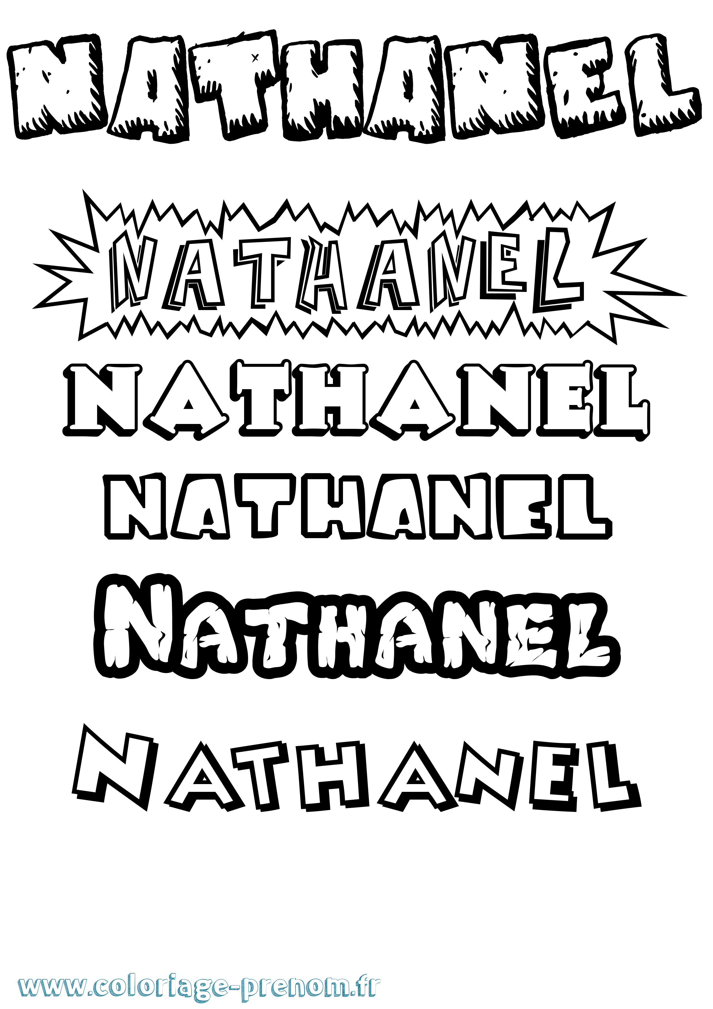 Coloriage Nathanel Dessin Animé Coloriage prénom Nathanel Dessin Animé