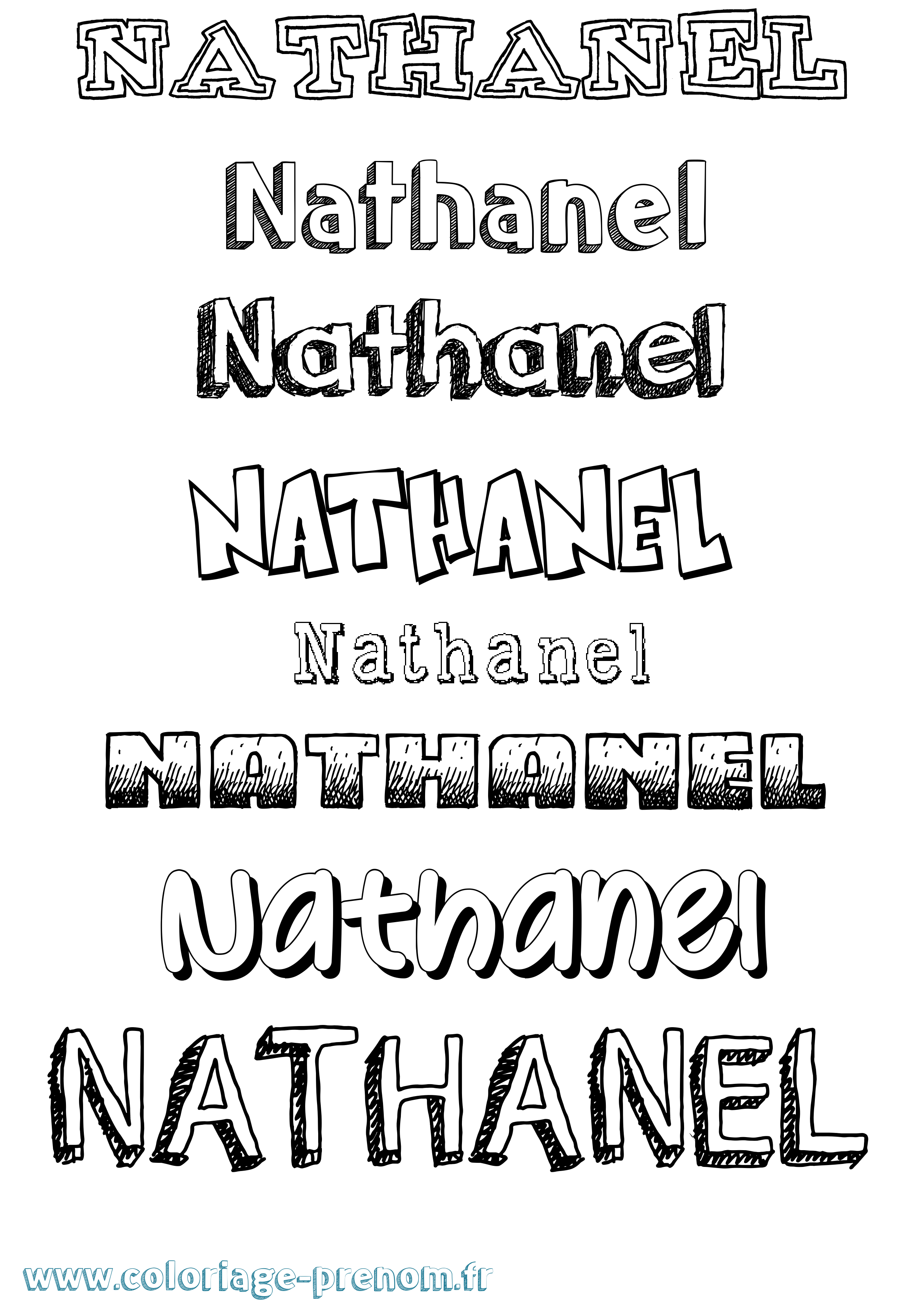 Coloriage Nathanel Dessiné Coloriage prénom Nathanel Dessiné