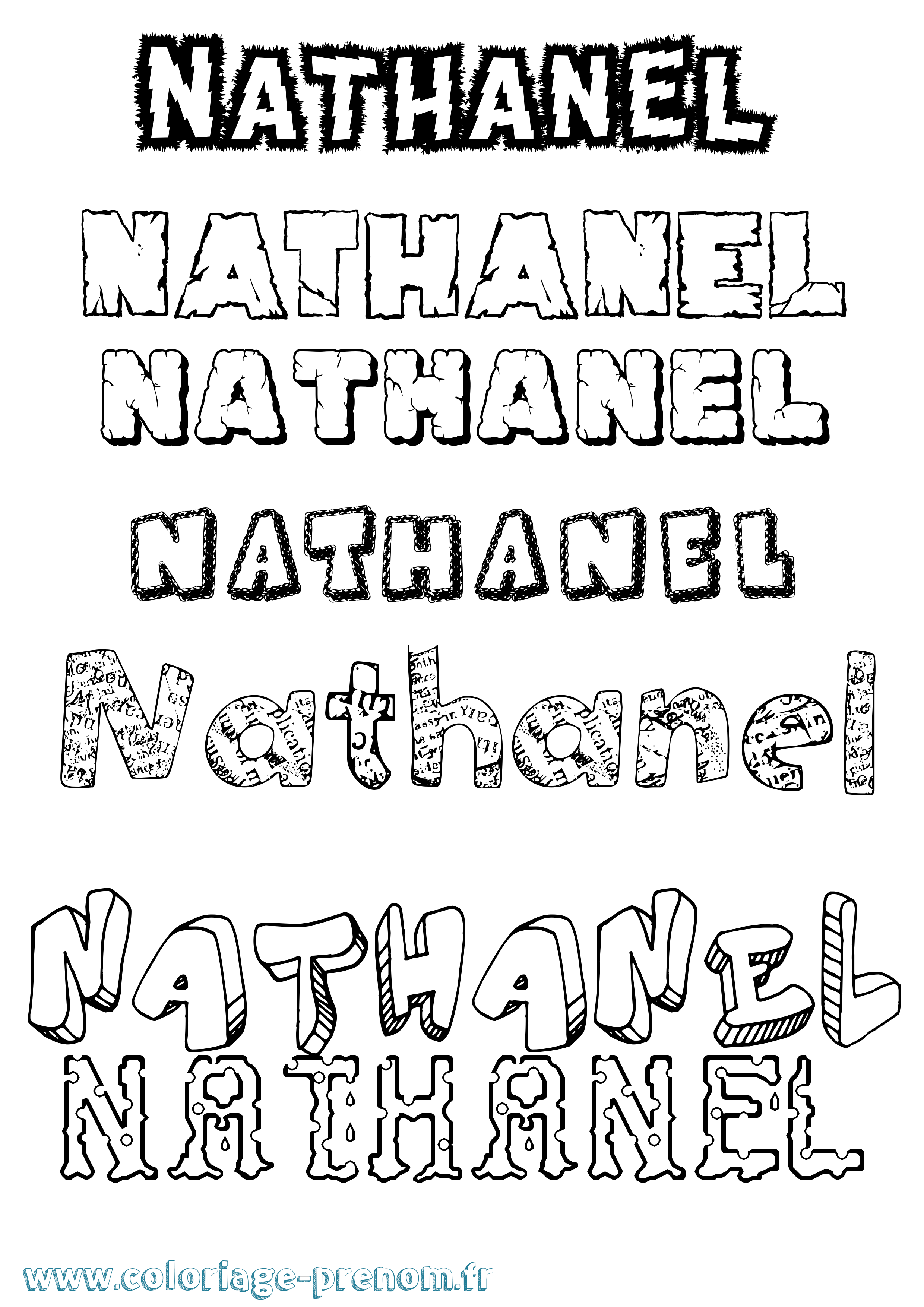 Coloriage Nathanel Destructuré Coloriage prénom Nathanel Destructuré