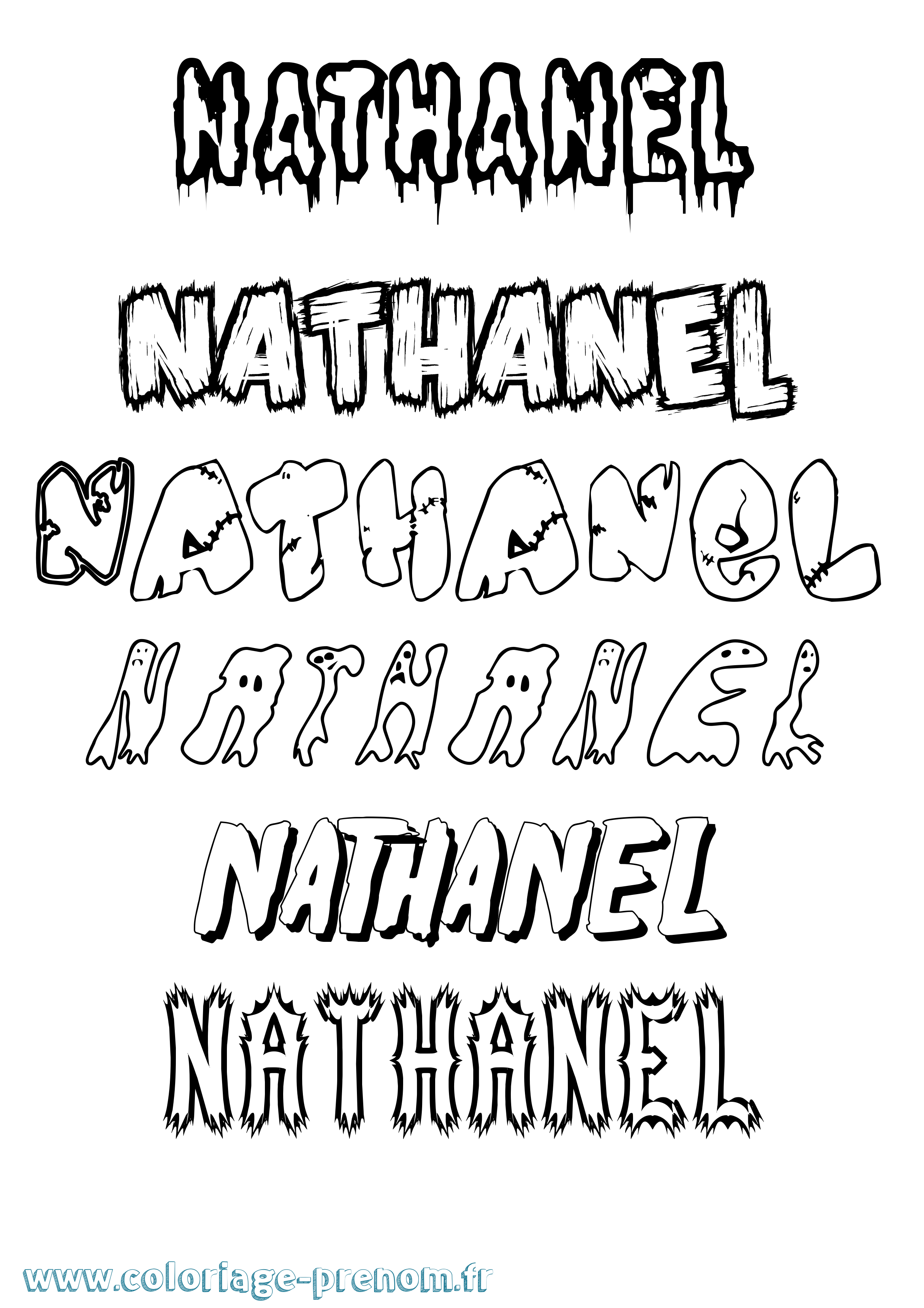 Coloriage Nathanel Frisson Coloriage prénom Nathanel Frisson