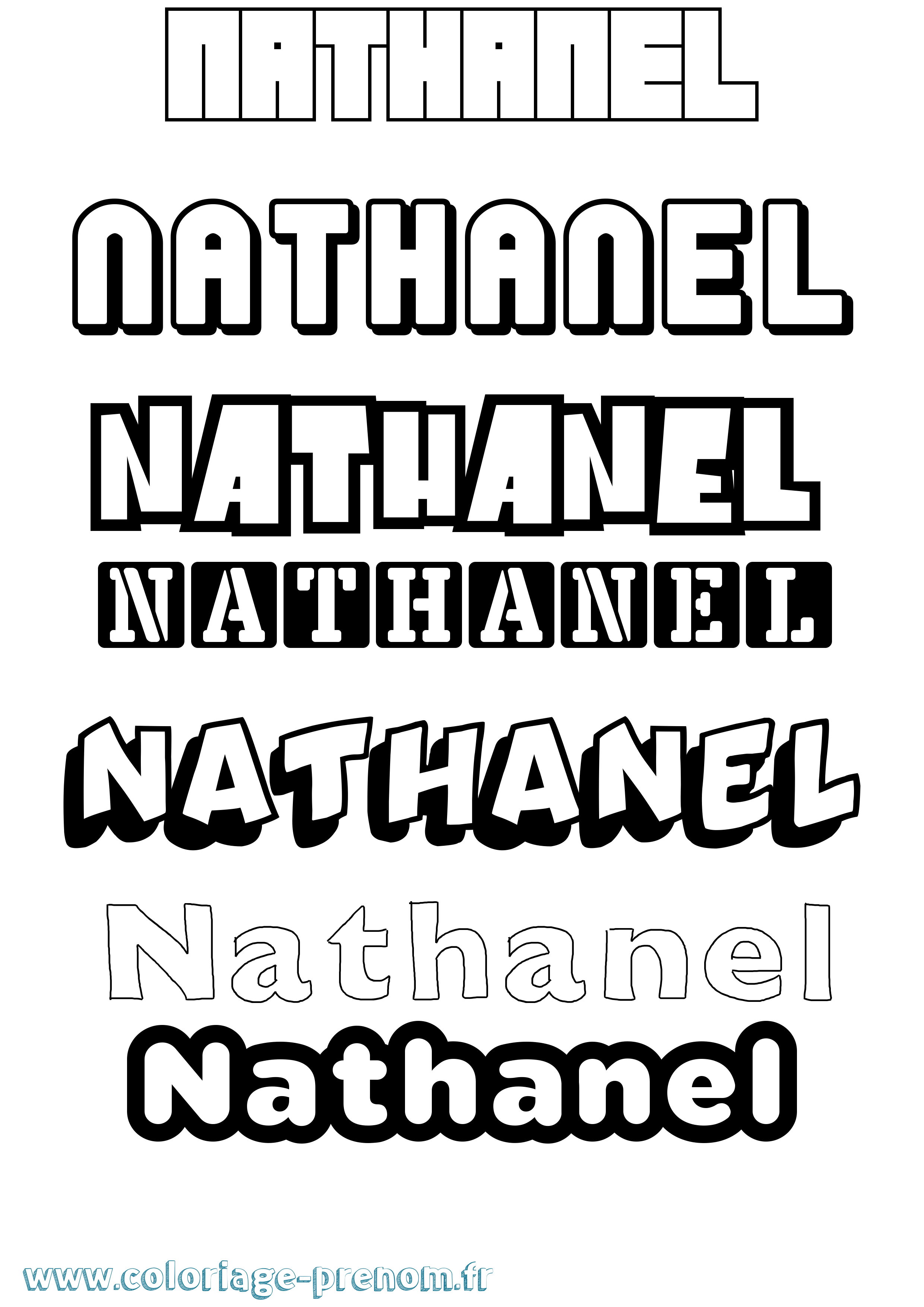 Coloriage Nathanel Simple Coloriage prénom Nathanel Simple