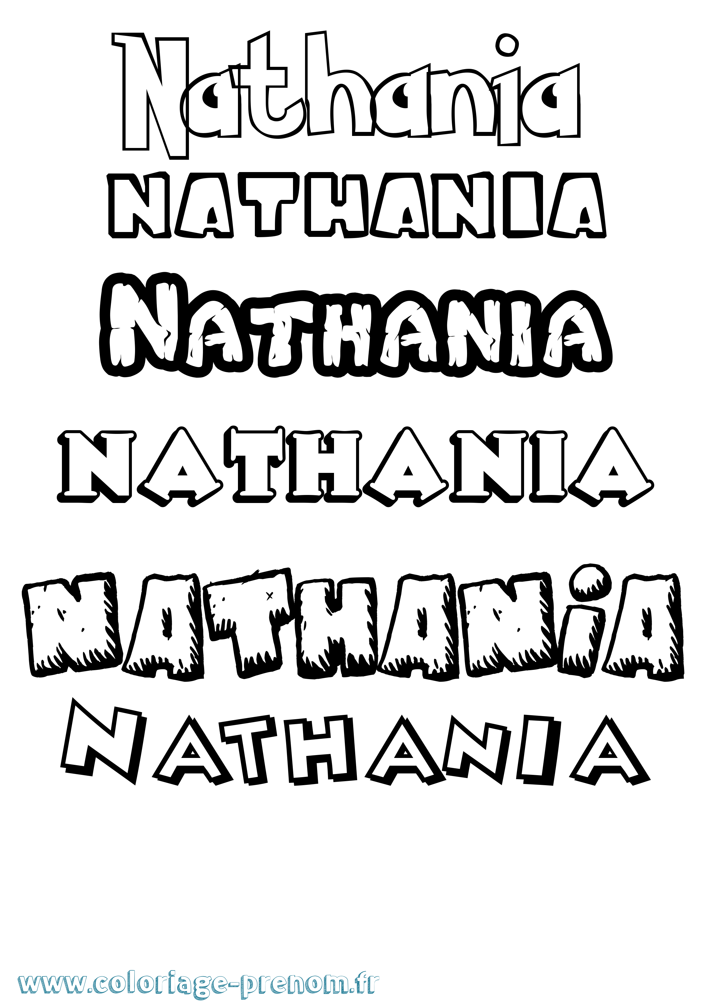 Coloriage Nathania Dessin Animé Coloriage prénom Nathania Dessin Animé
