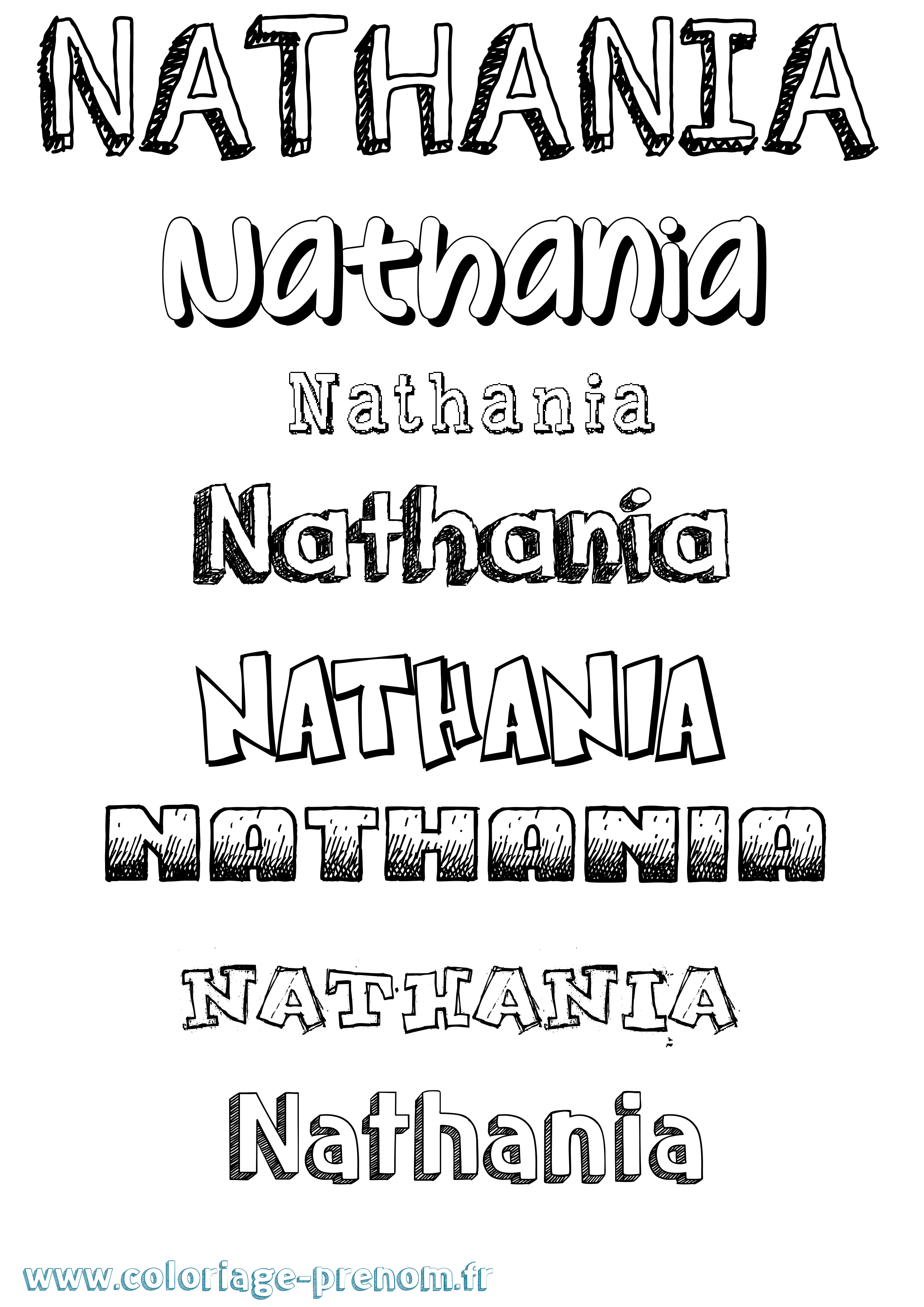 Coloriage Nathania Dessiné Coloriage prénom Nathania Dessiné
