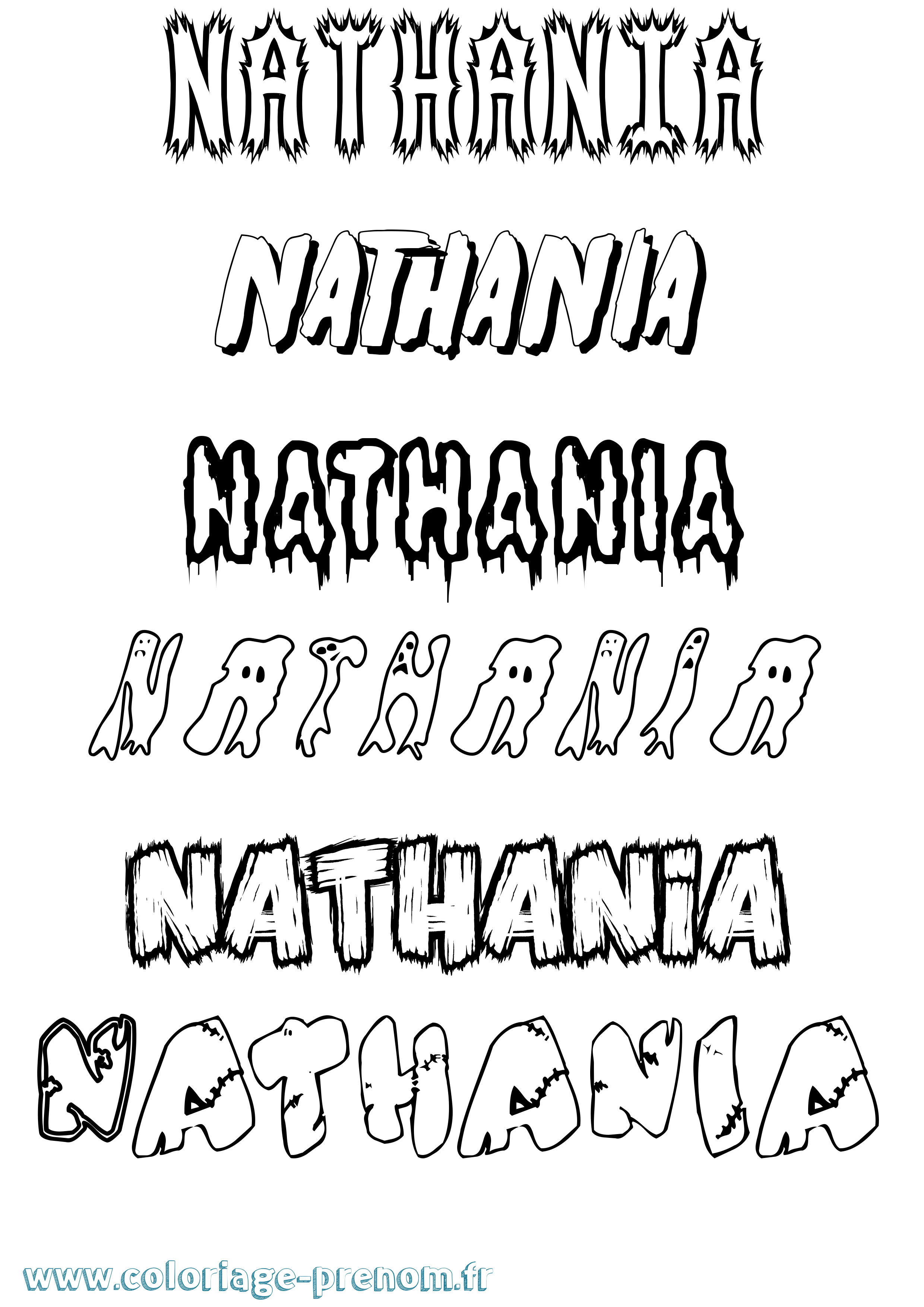 Coloriage Nathania Frisson Coloriage prénom Nathania Frisson