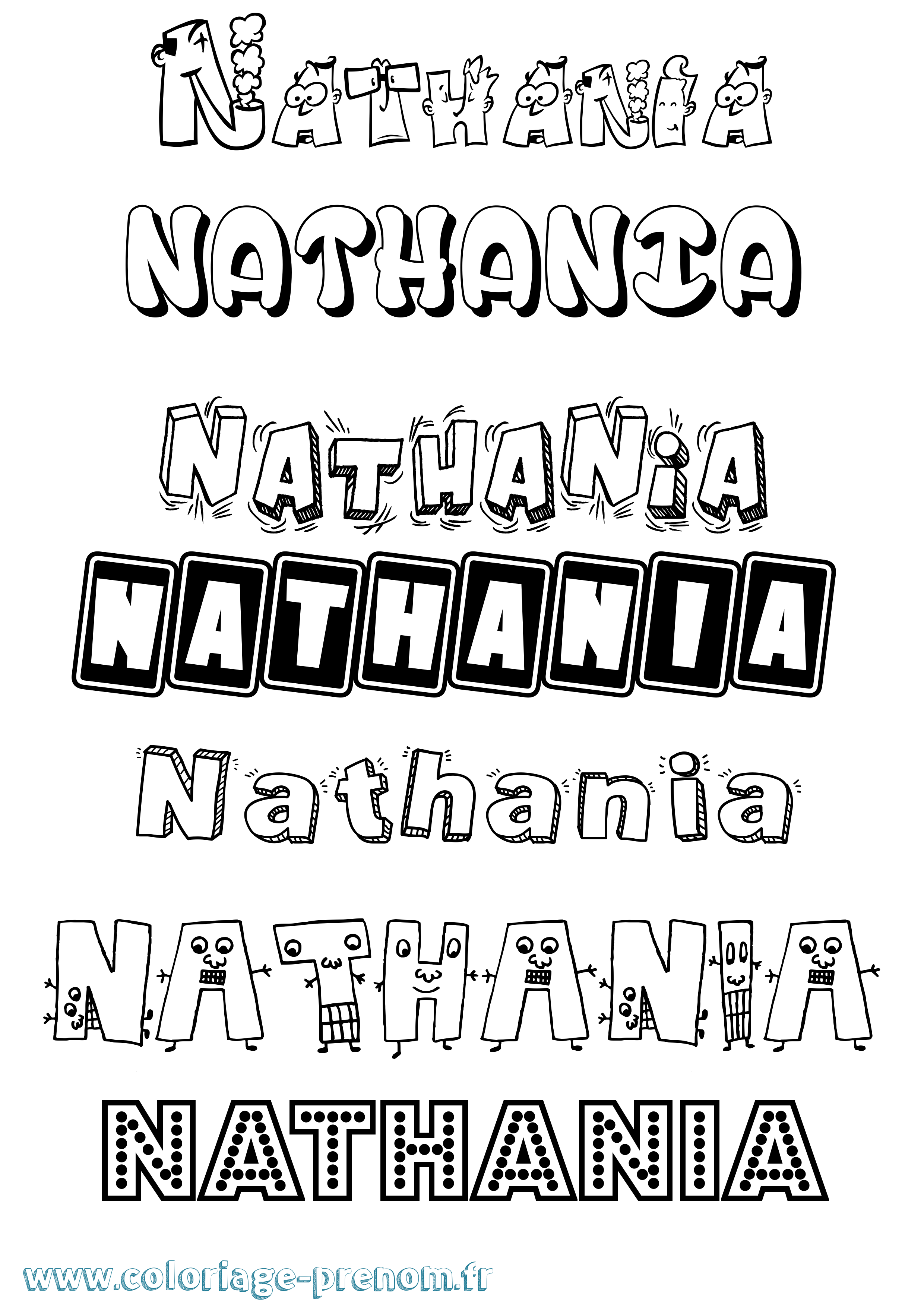 Coloriage Nathania Fun Coloriage prénom Nathania Fun