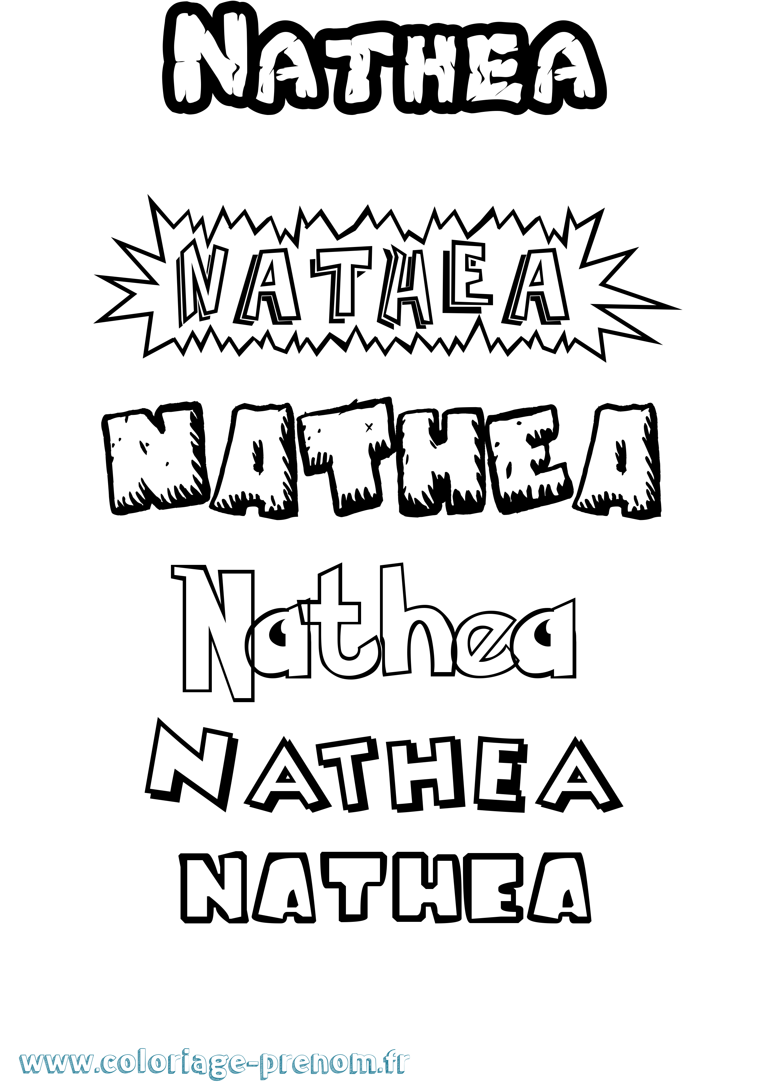 Coloriage Nathea Dessin Animé Coloriage prénom Nathea Dessin Animé
