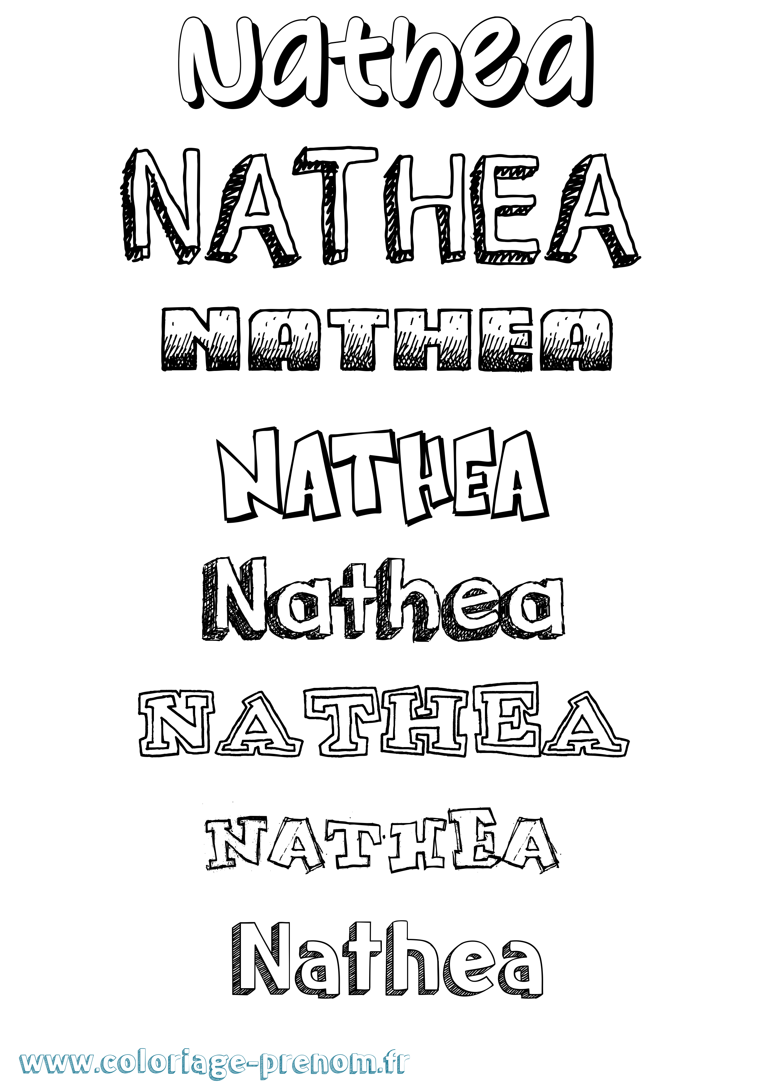 Coloriage Nathea Dessiné Coloriage prénom Nathea Dessiné