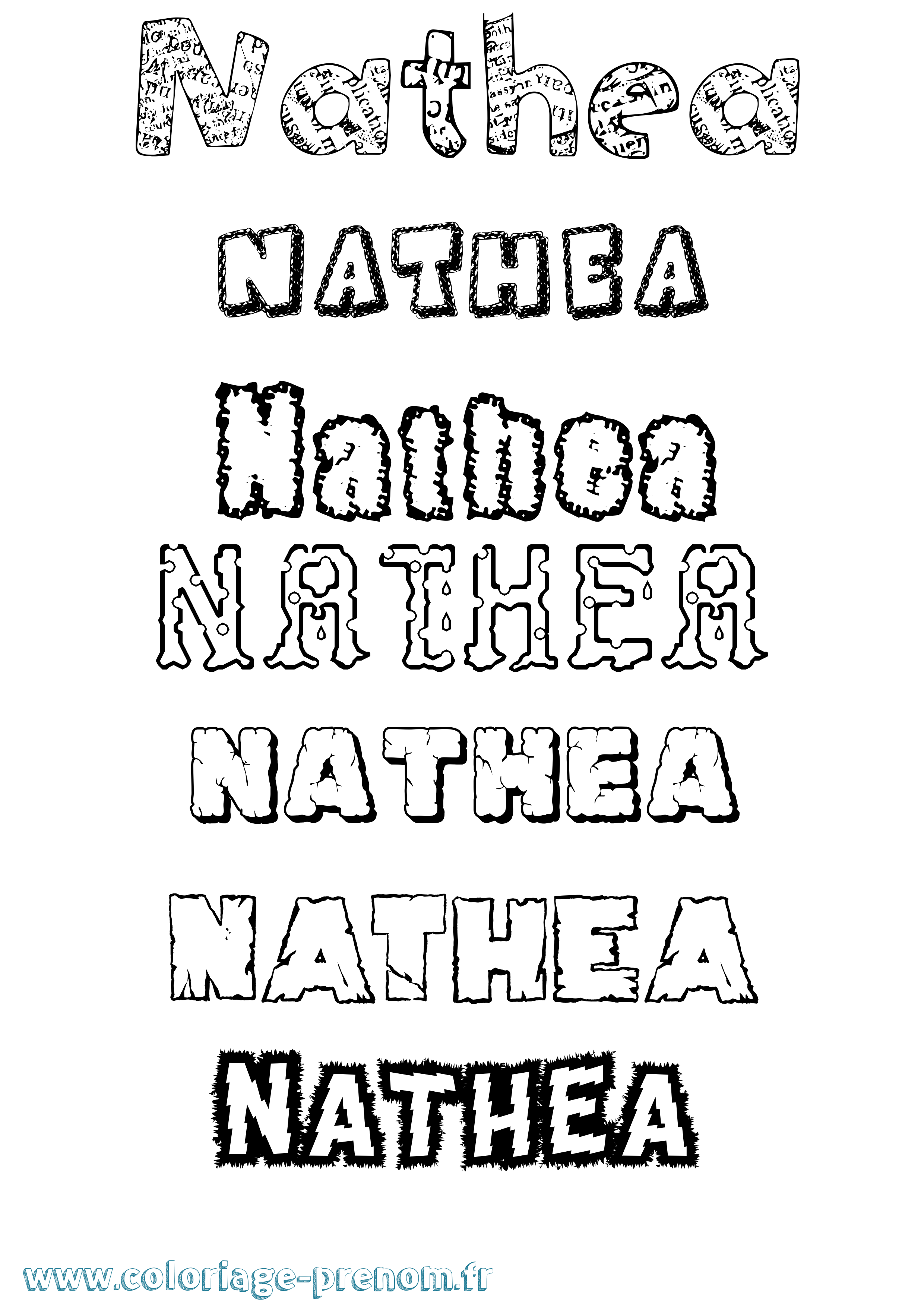 Coloriage Nathea Destructuré Coloriage prénom Nathea Destructuré