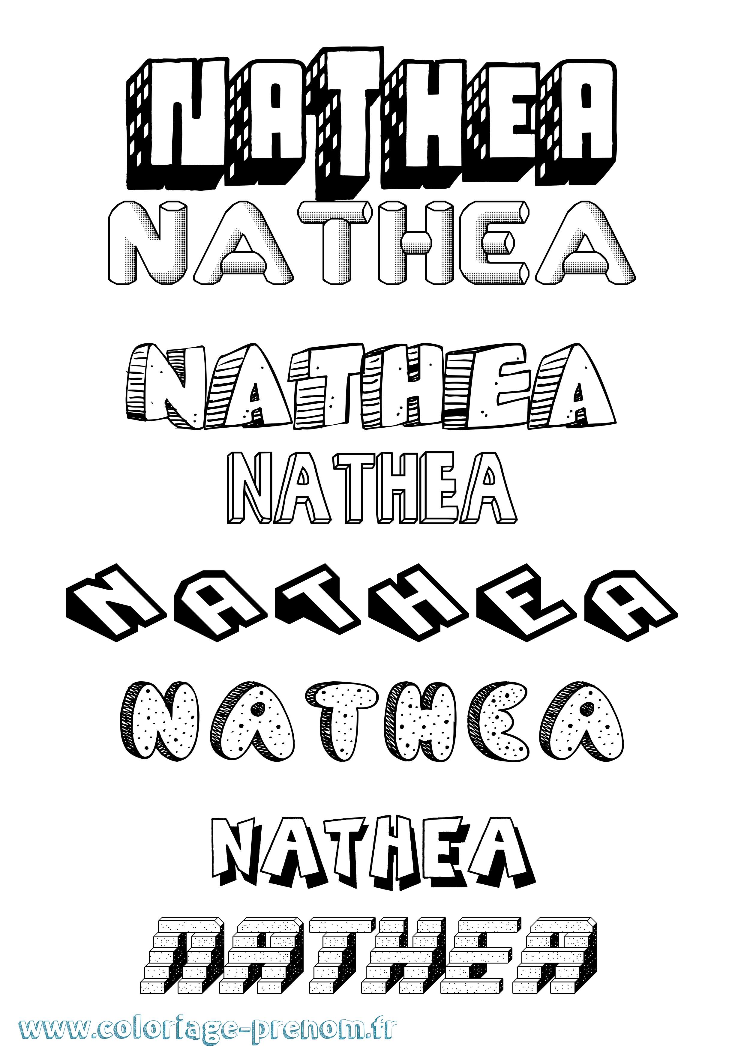 Coloriage Nathea Effet 3D Coloriage prénom Nathea Effet 3D