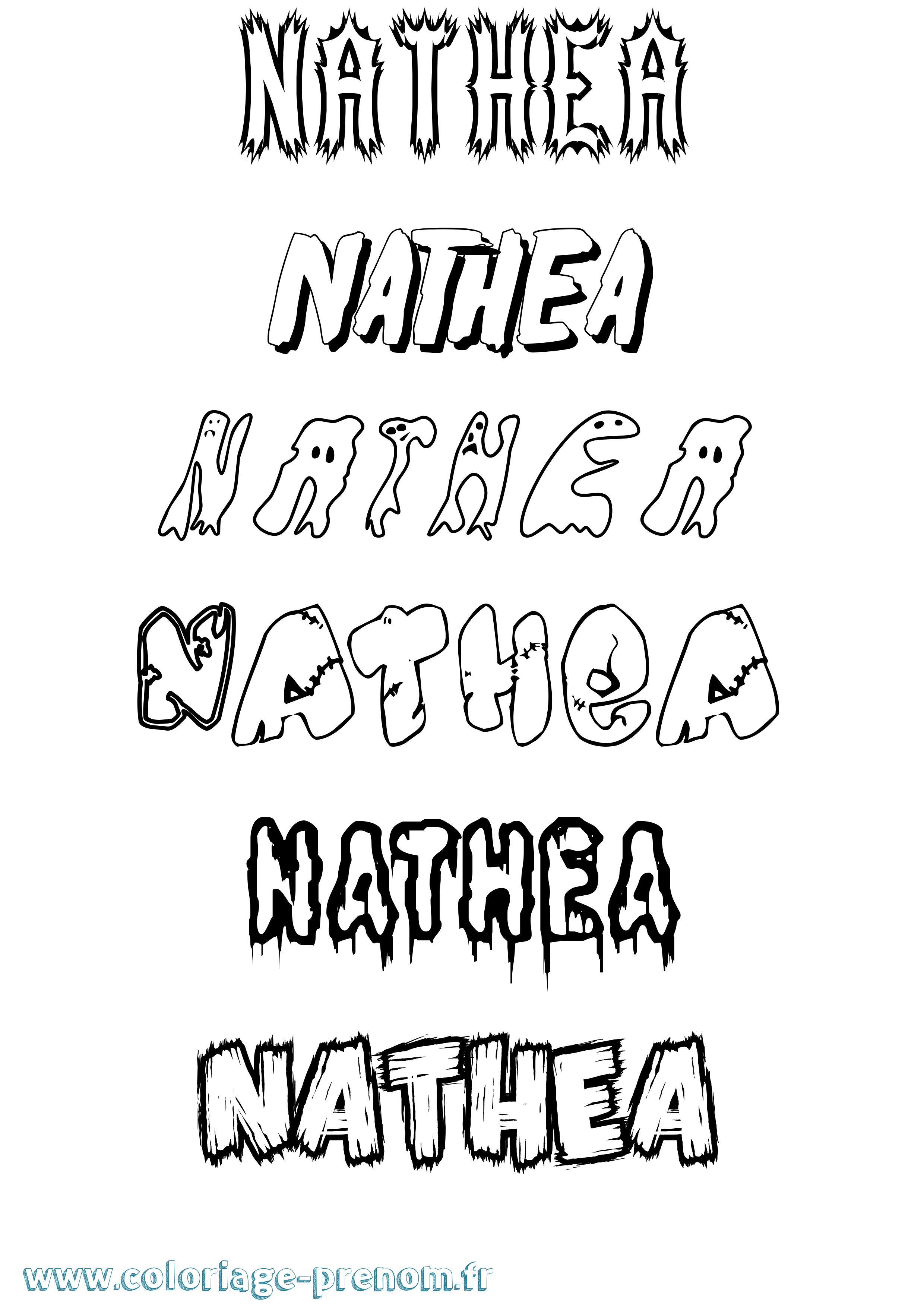 Coloriage Nathea Frisson Coloriage prénom Nathea Frisson