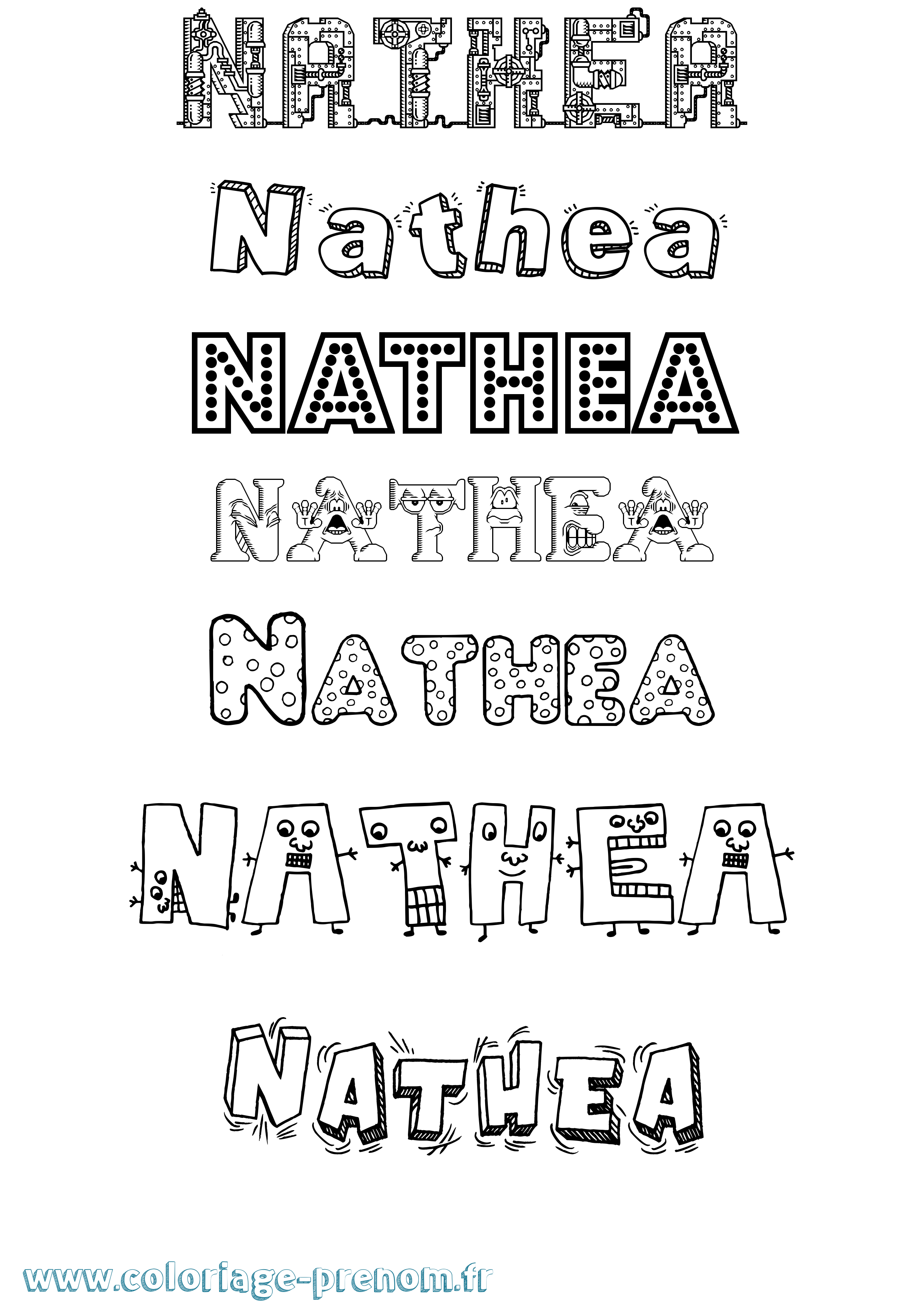 Coloriage Nathea Fun Coloriage prénom Nathea Fun