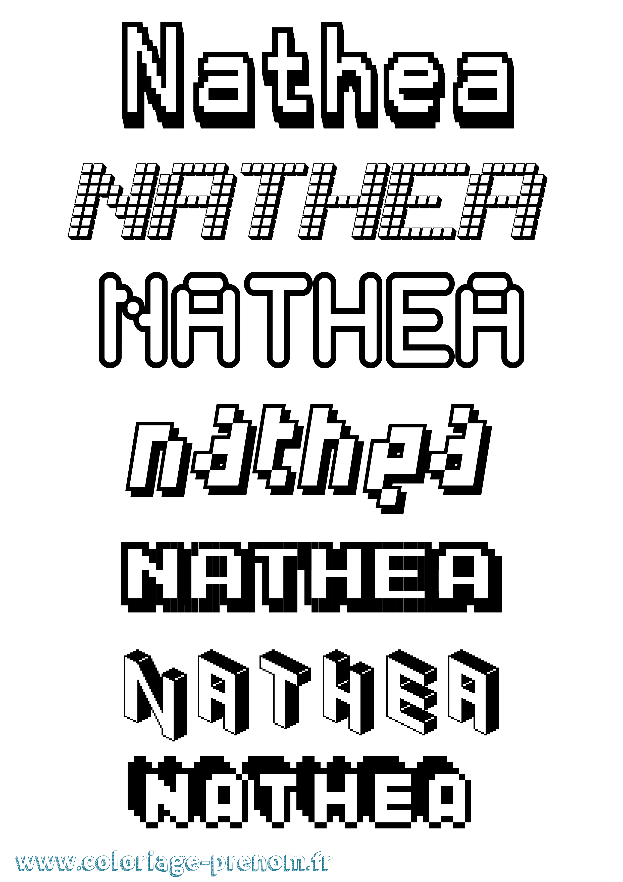 Coloriage Nathea Pixel Coloriage prénom Nathea Pixel