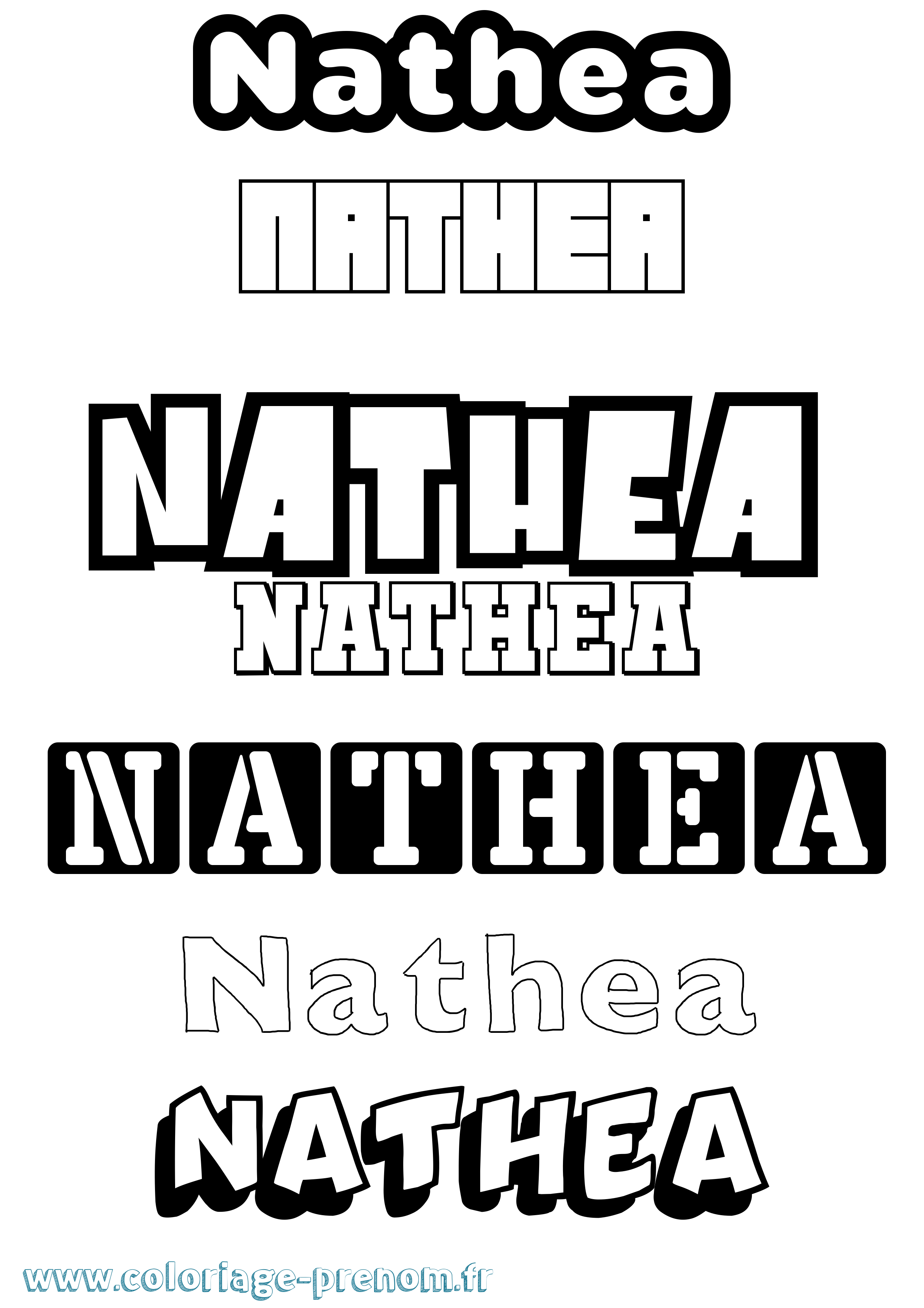 Coloriage Nathea Simple Coloriage prénom Nathea Simple