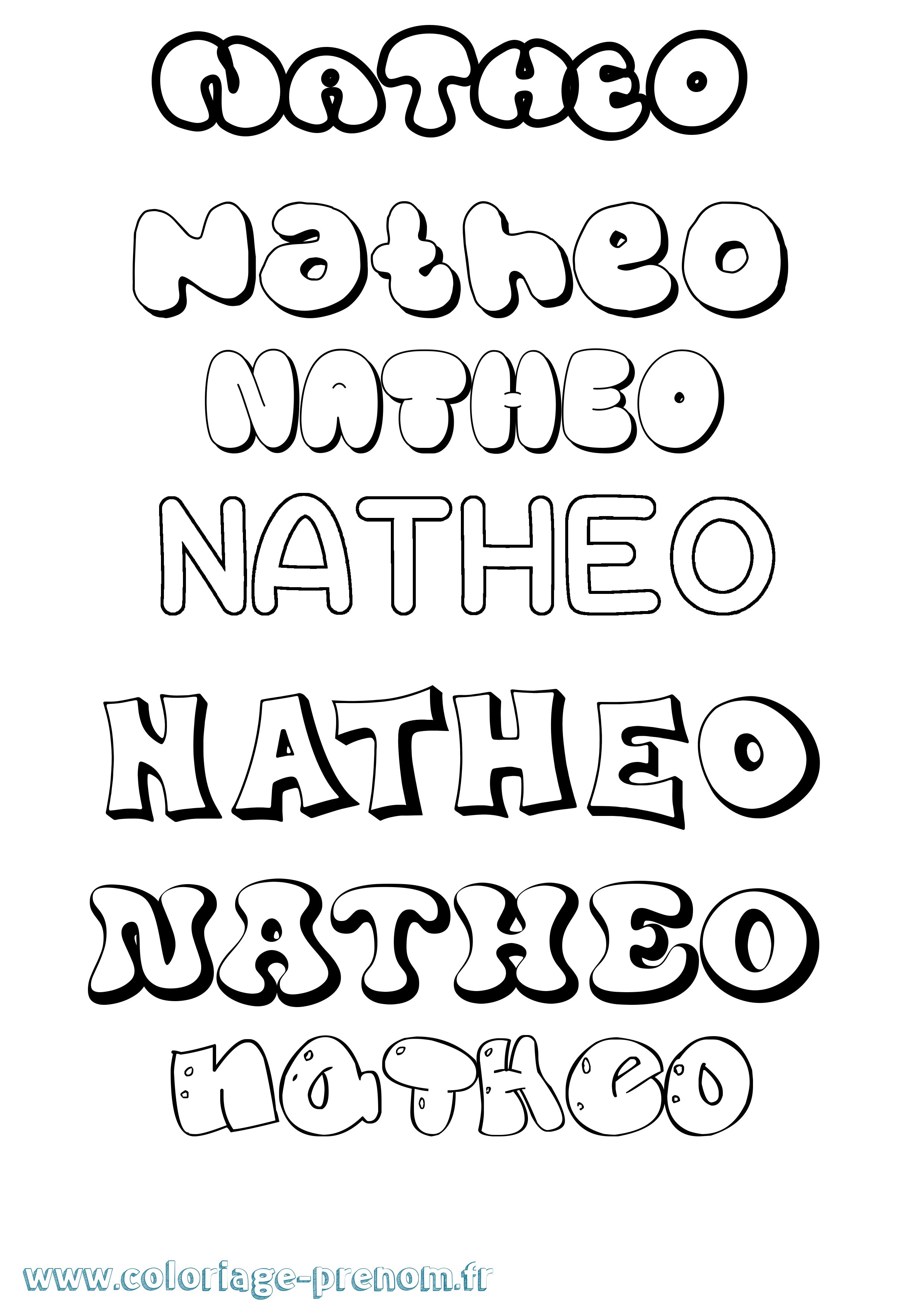 Coloriage Natheo Bubble Coloriage prénom Natheo Bubble