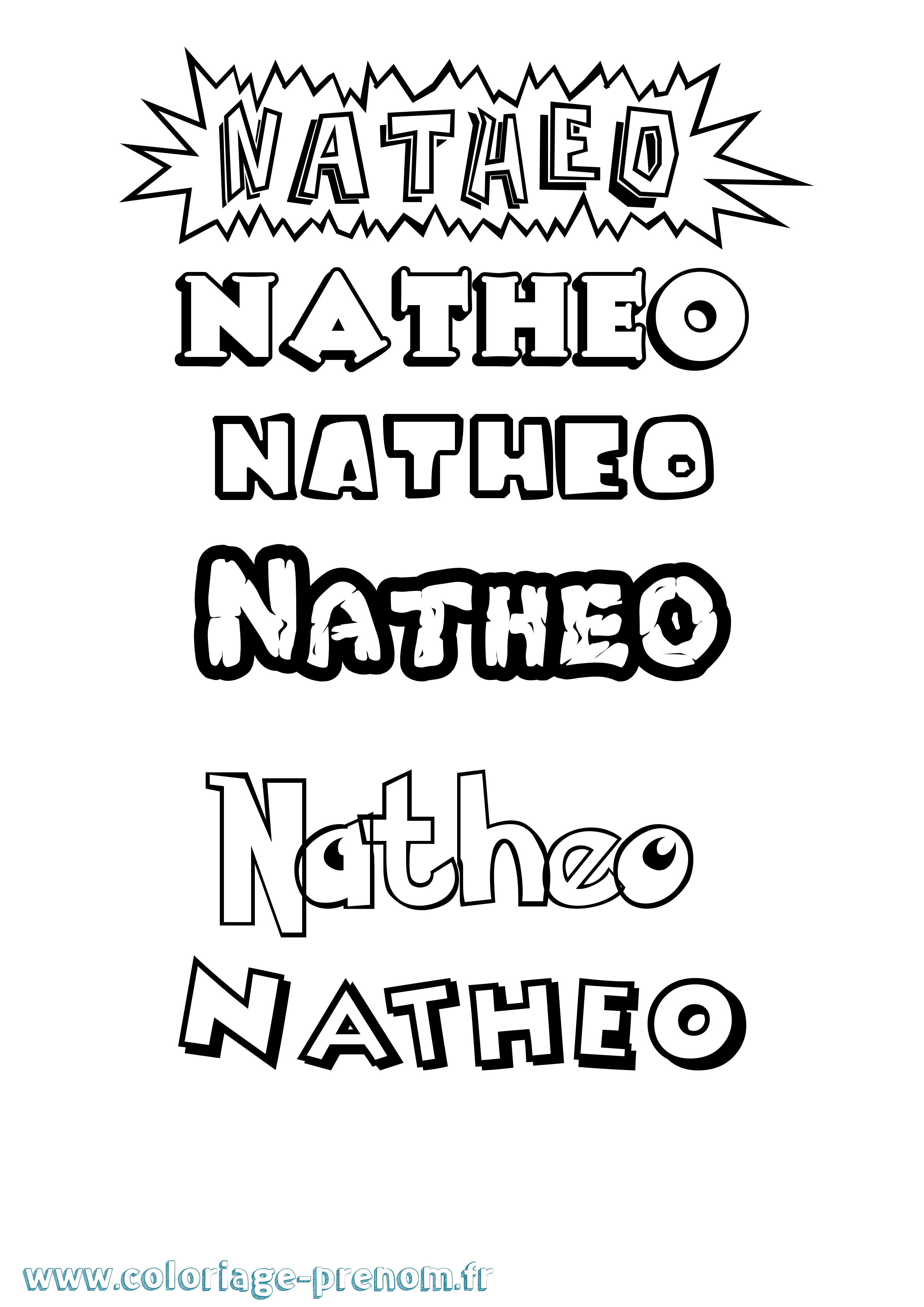 Coloriage Natheo Dessin Animé Coloriage prénom Natheo Dessin Animé