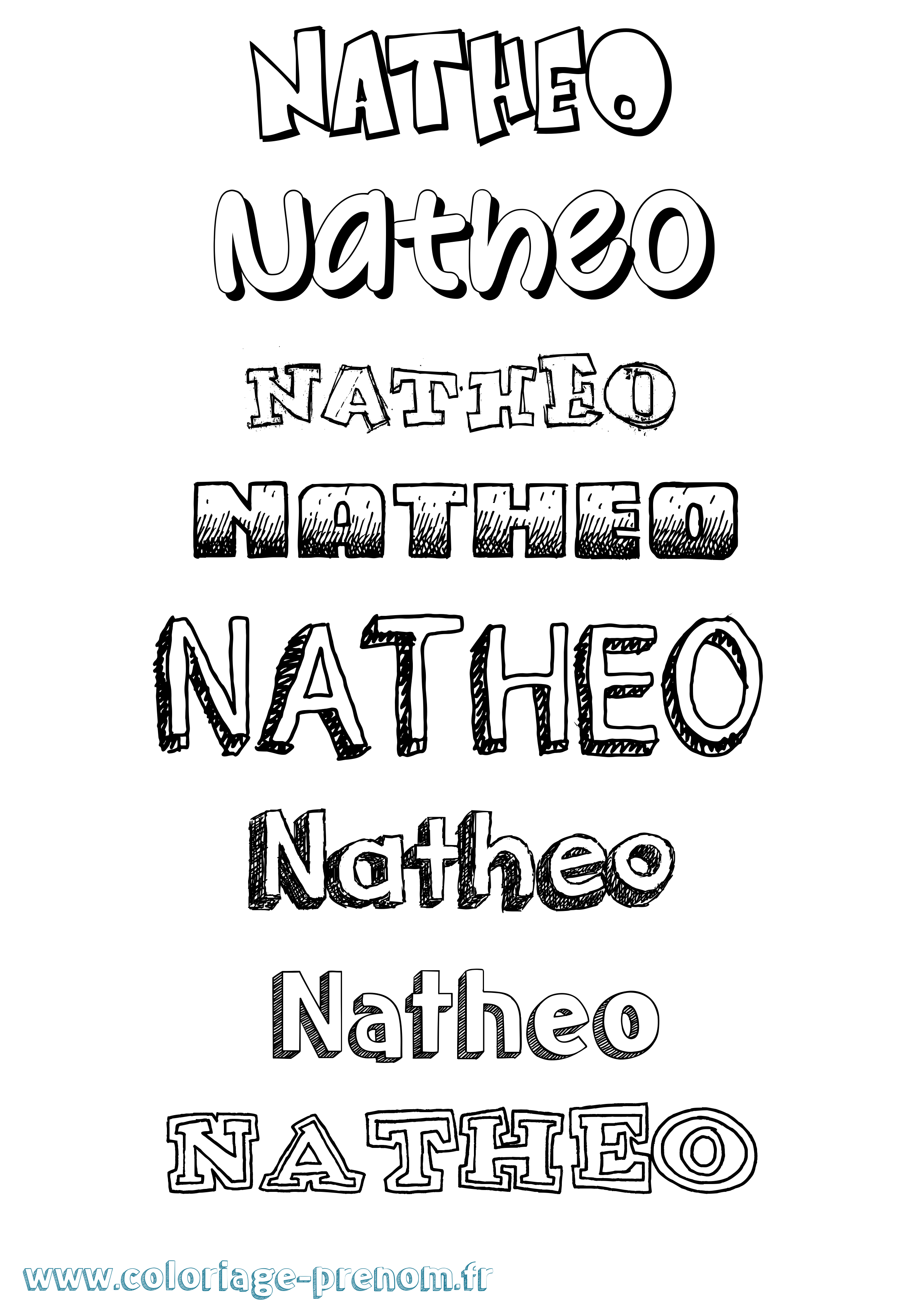 Coloriage Natheo Dessiné Coloriage prénom Natheo Dessiné