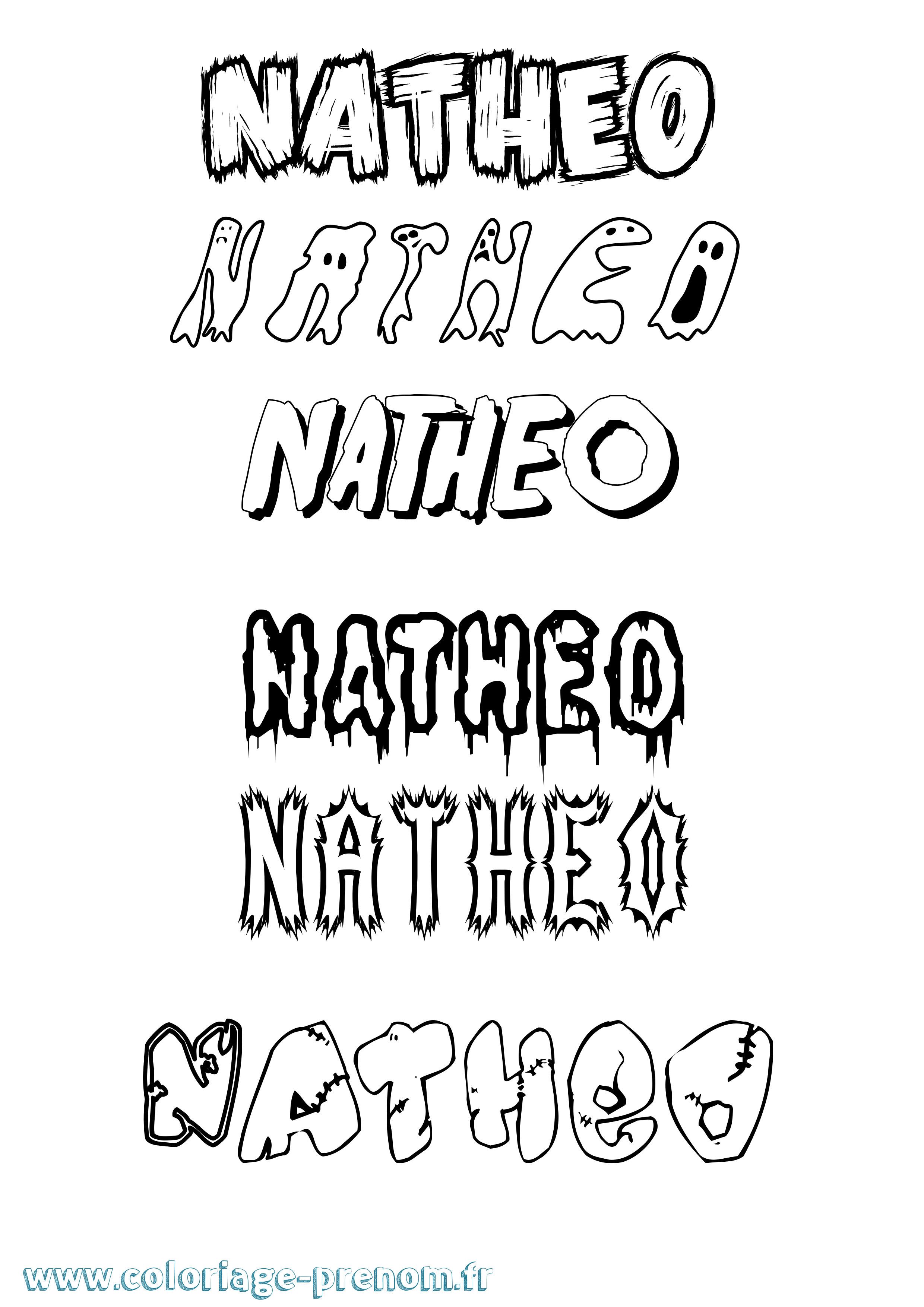 Coloriage Natheo Frisson Coloriage prénom Natheo Frisson