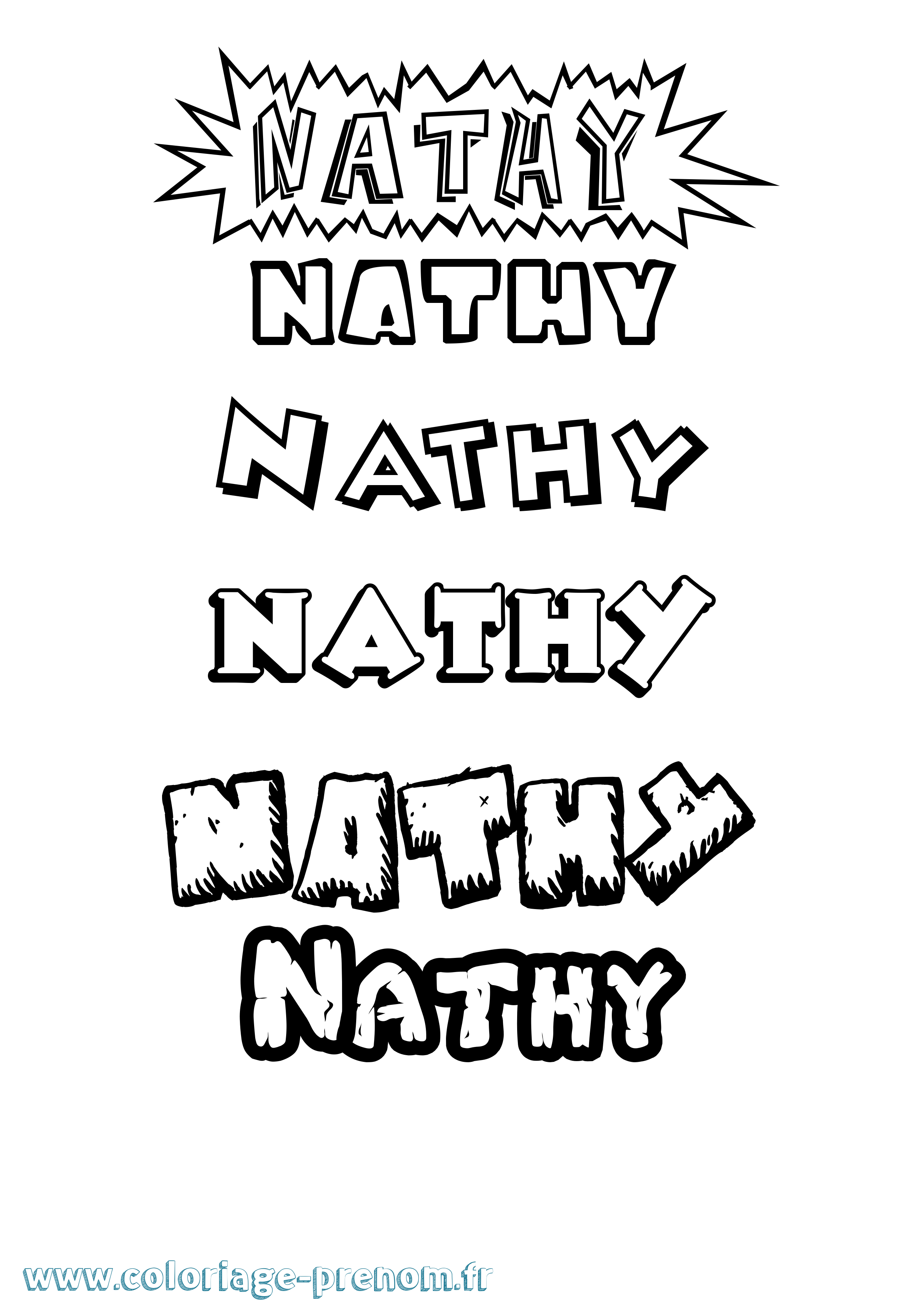 Coloriage Nathy Dessin Animé Coloriage prénom Nathy Dessin Animé