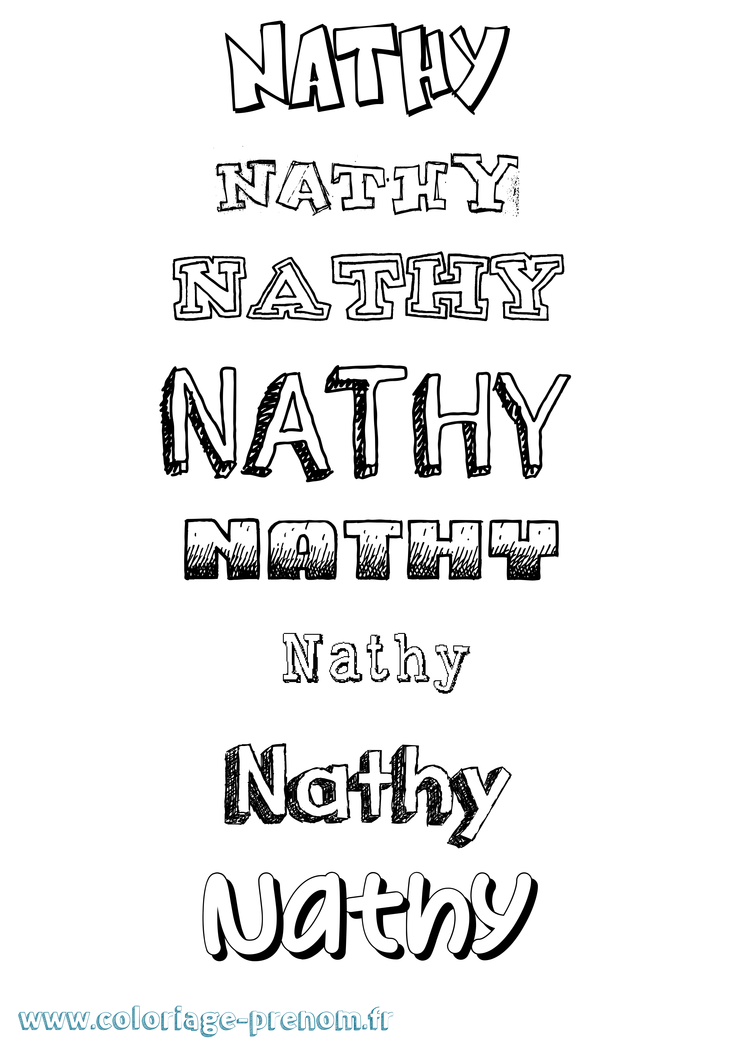Coloriage Nathy Dessiné Coloriage prénom Nathy Dessiné
