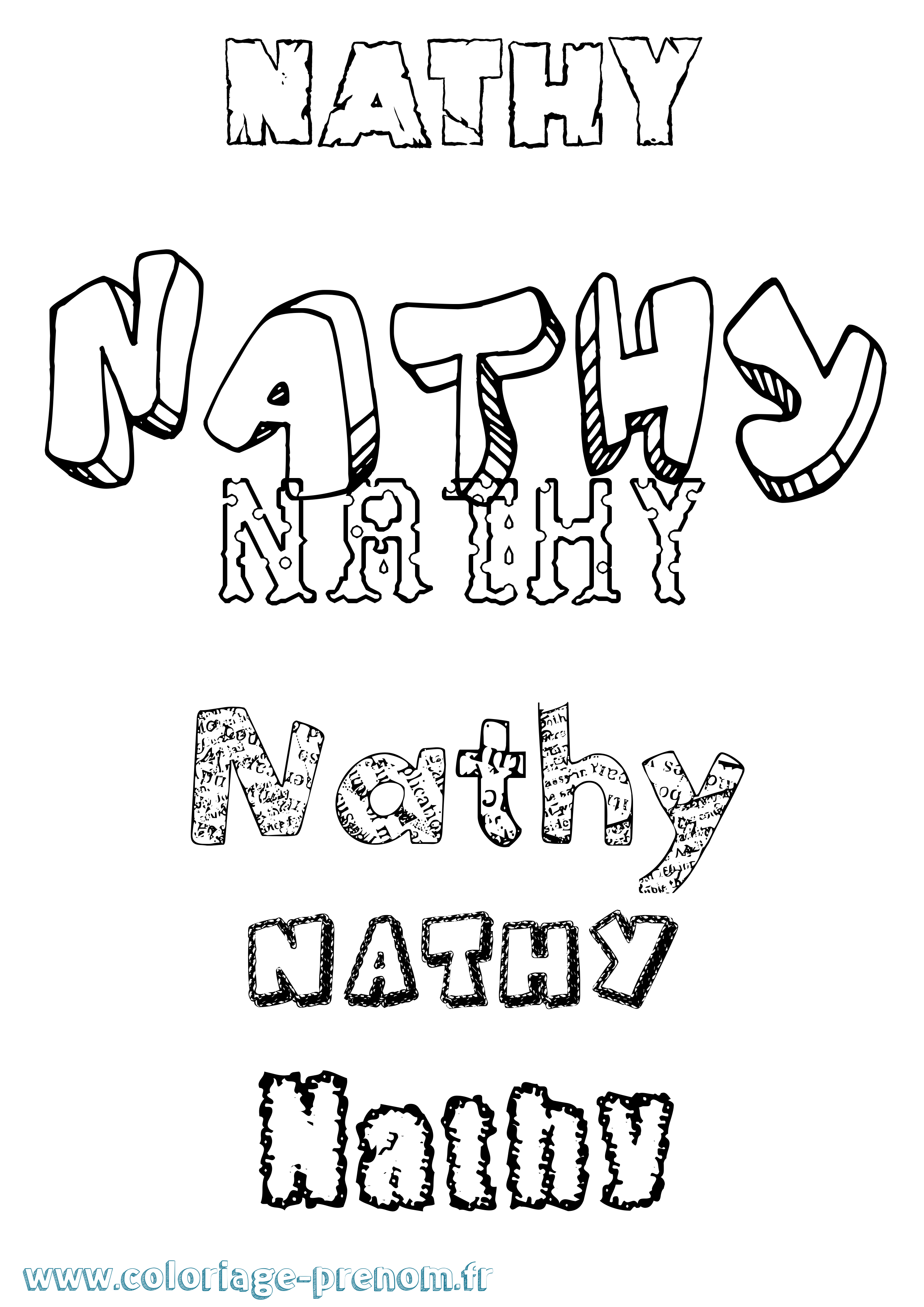 Coloriage Nathy Destructuré Coloriage prénom Nathy Destructuré