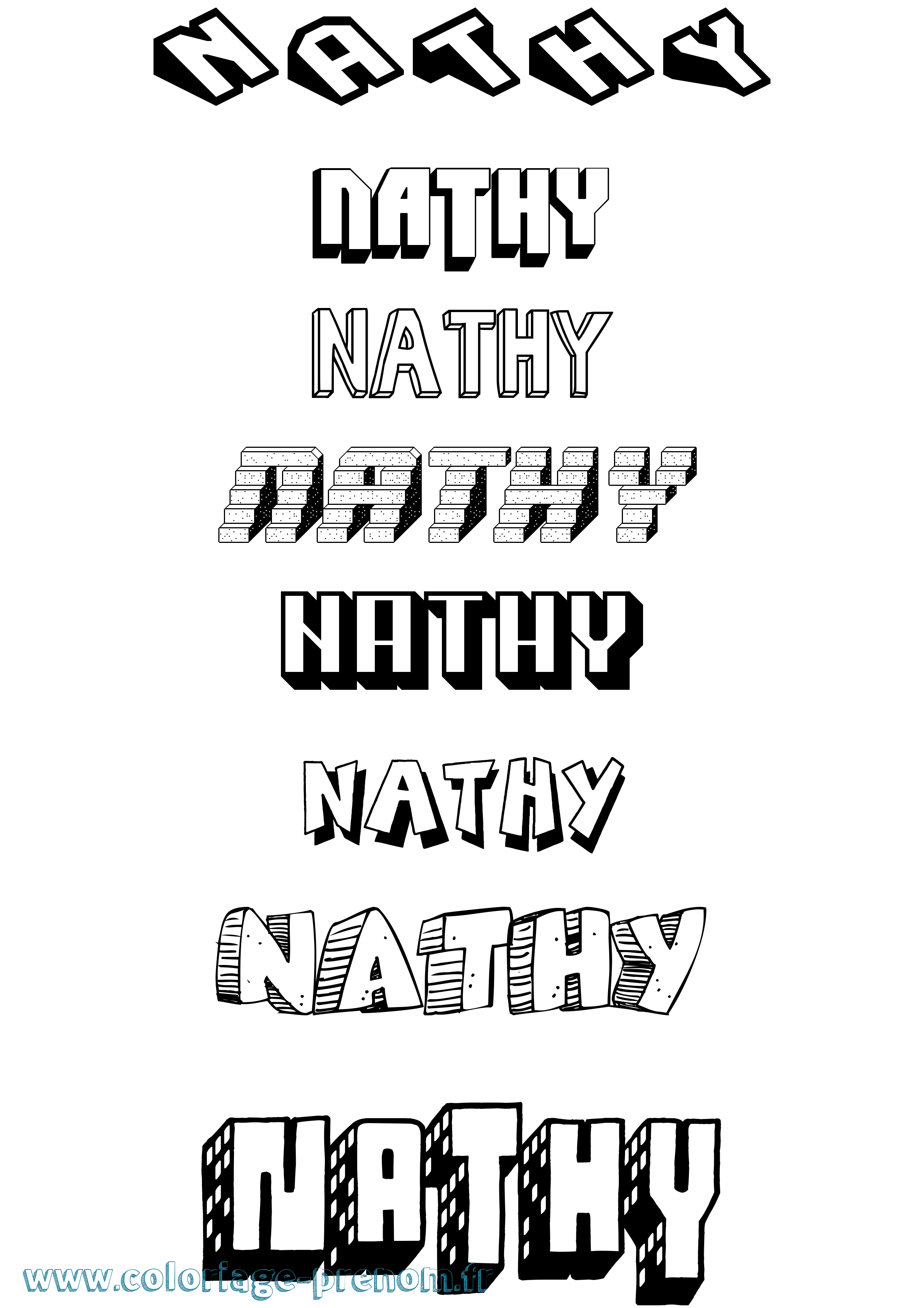 Coloriage Nathy Effet 3D Coloriage prénom Nathy Effet 3D