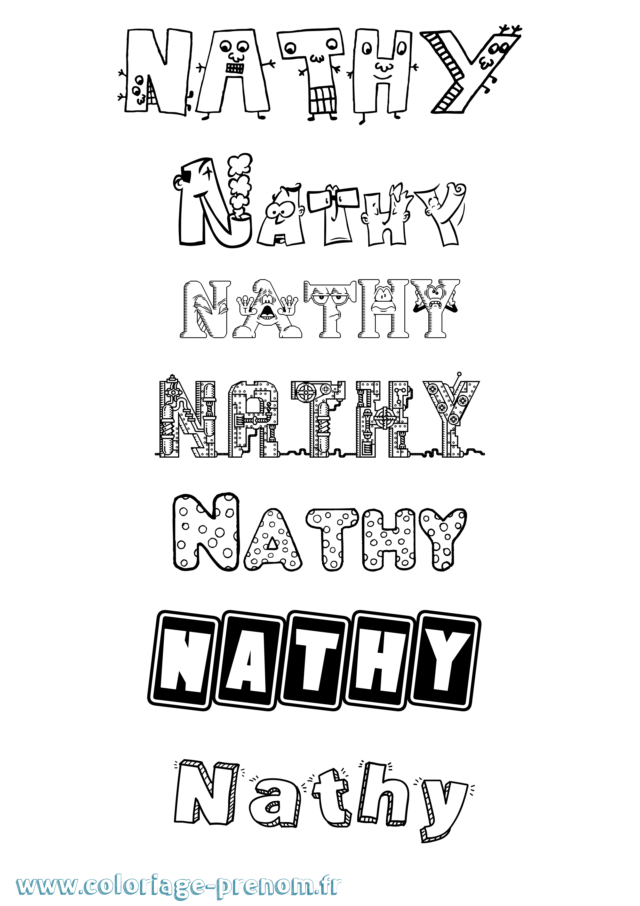 Coloriage Nathy Fun Coloriage prénom Nathy Fun