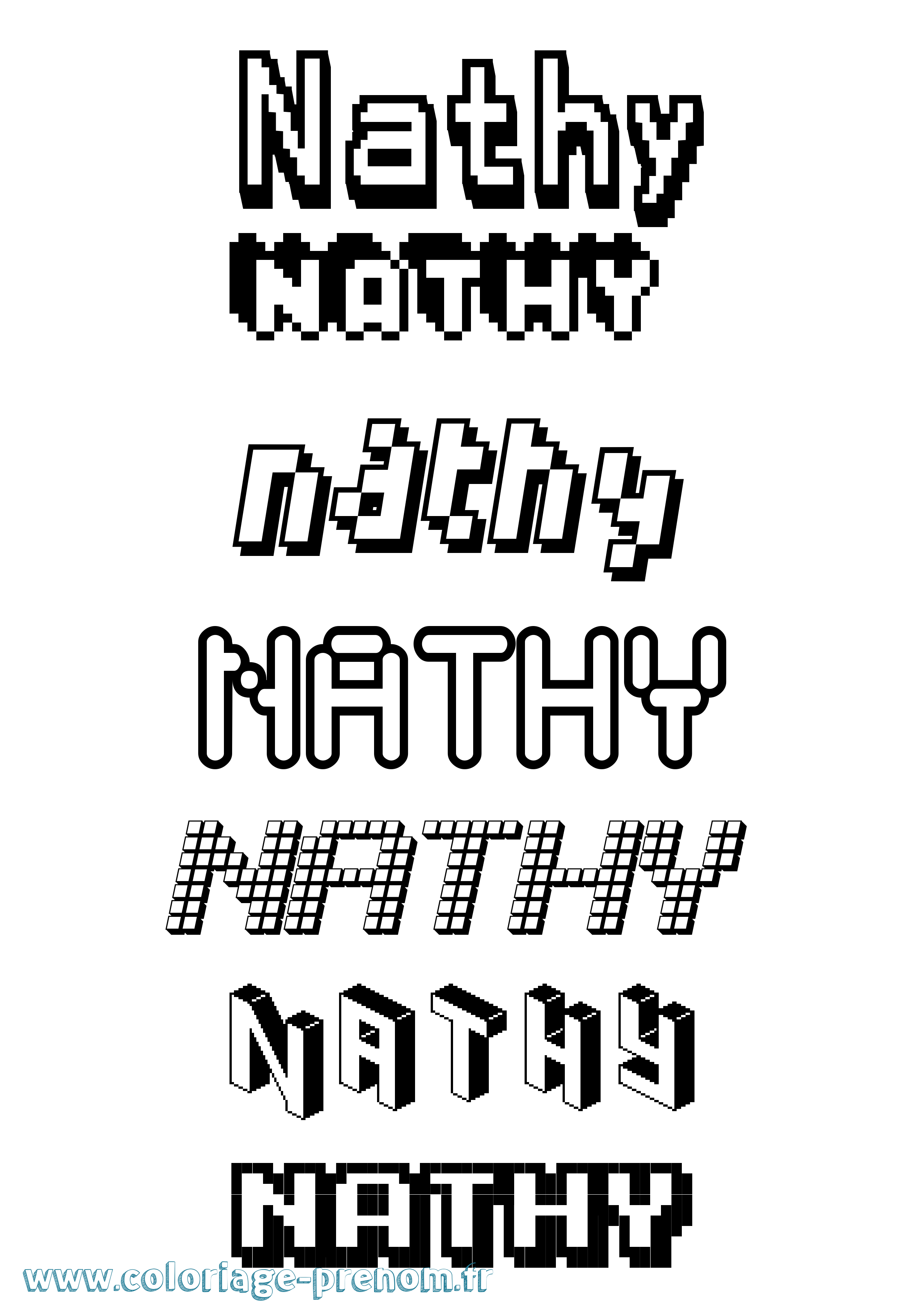Coloriage Nathy Pixel Coloriage prénom Nathy Pixel