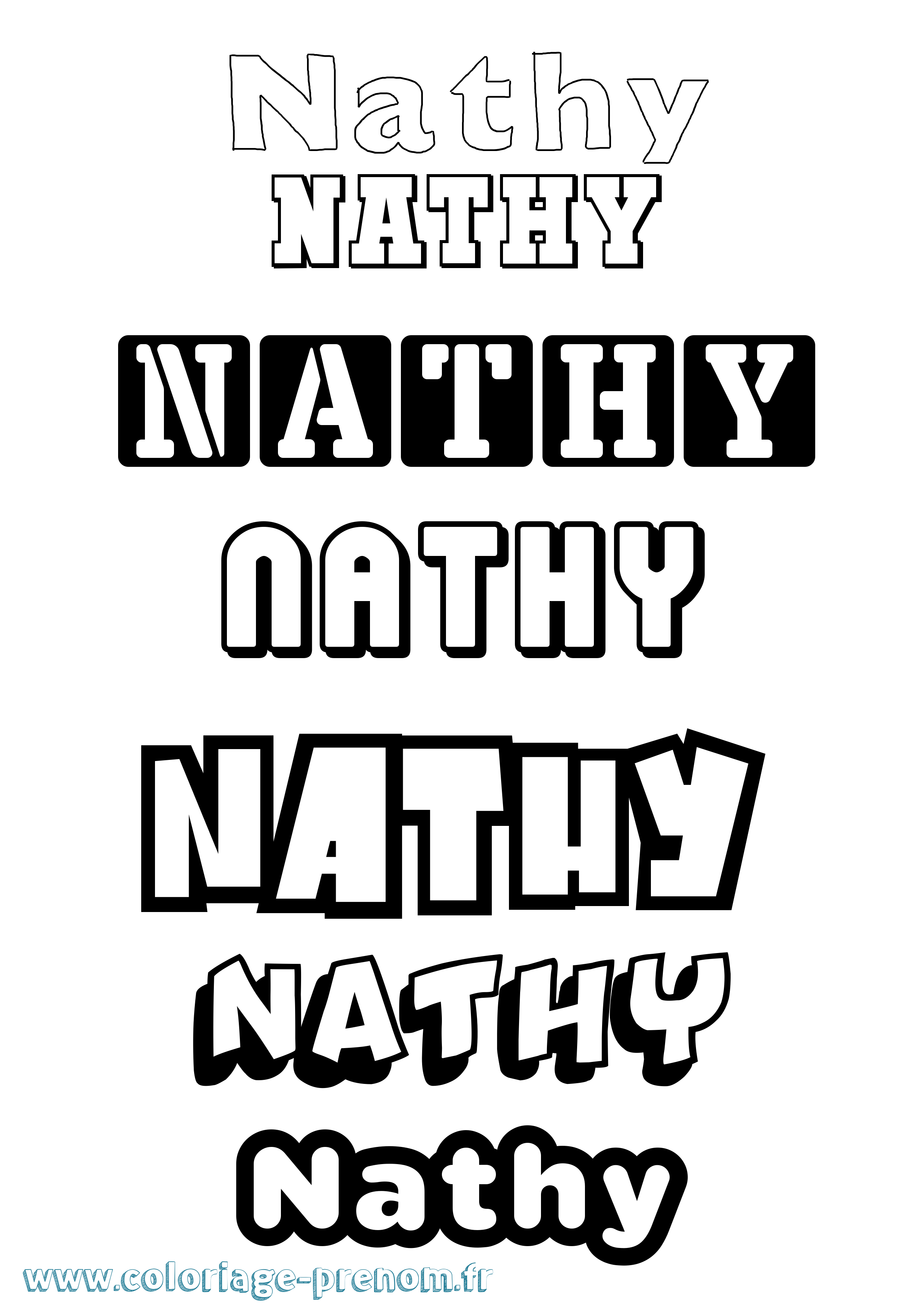 Coloriage Nathy Simple Coloriage prénom Nathy Simple