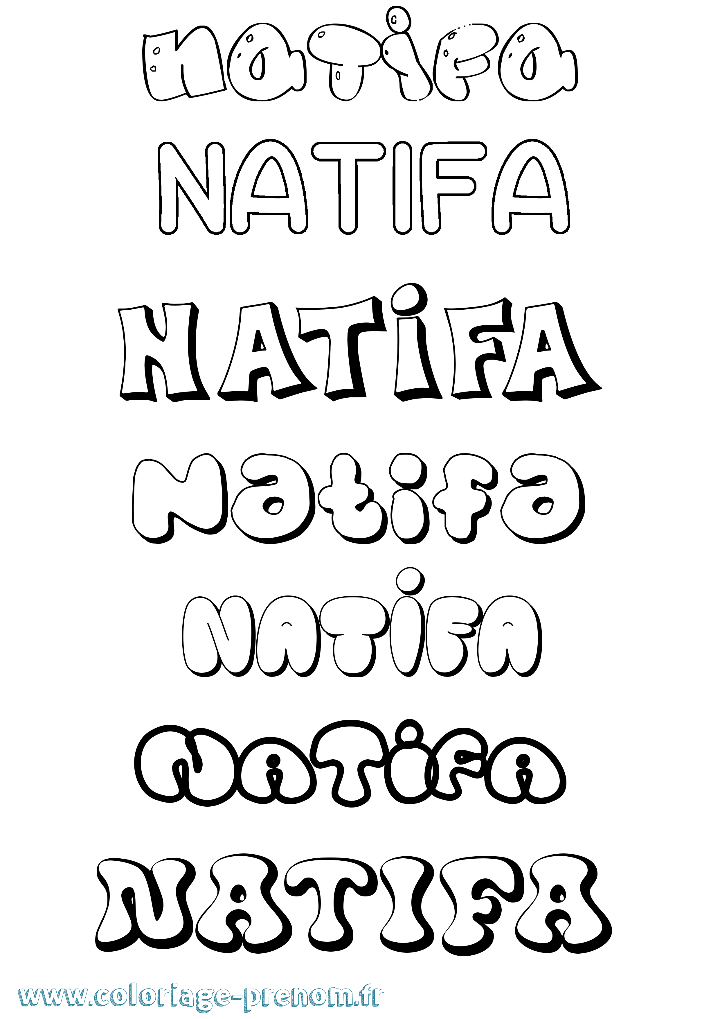 Coloriage Natifa Bubble Coloriage prénom Natifa Bubble