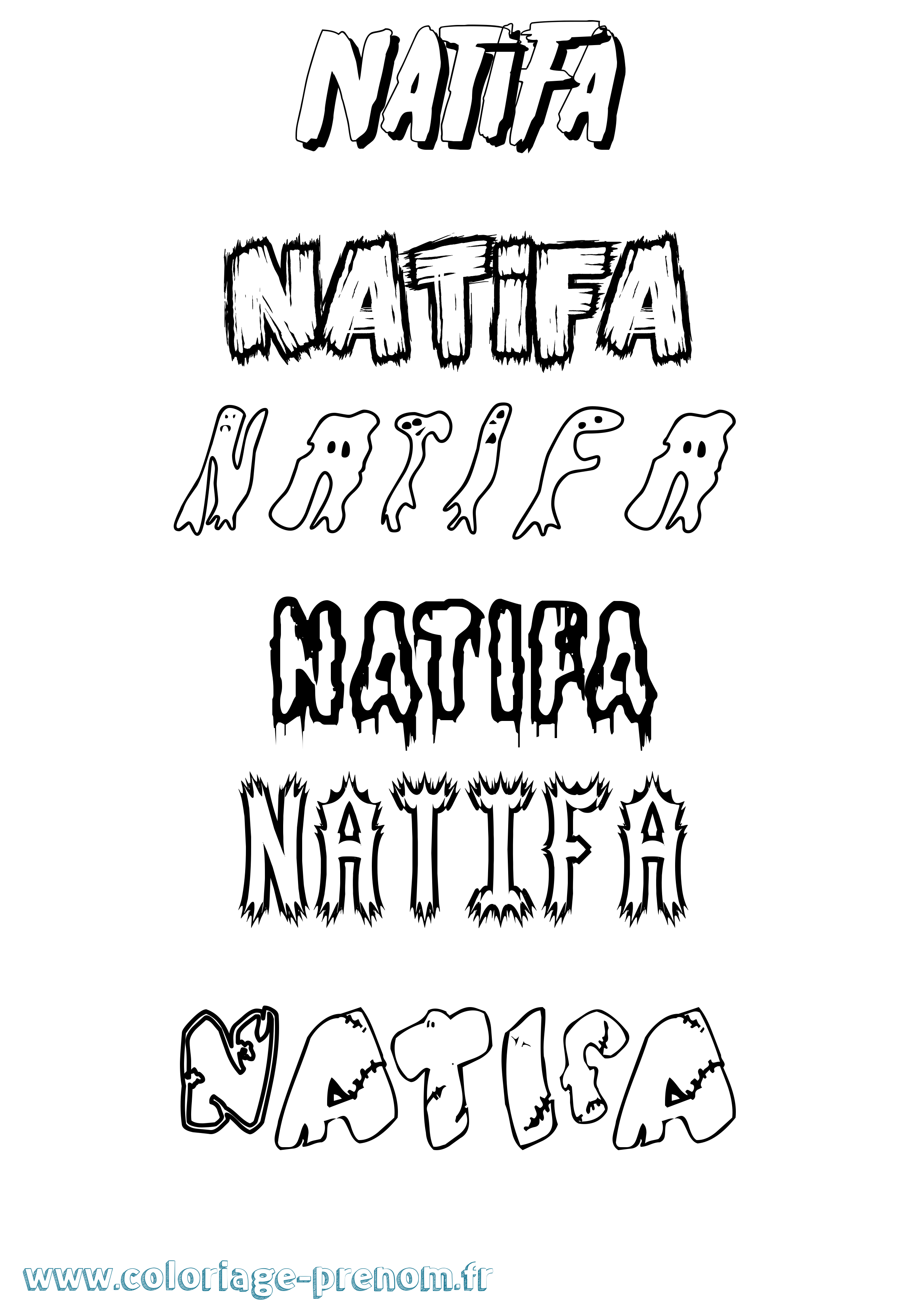 Coloriage Natifa Frisson Coloriage prénom Natifa Frisson