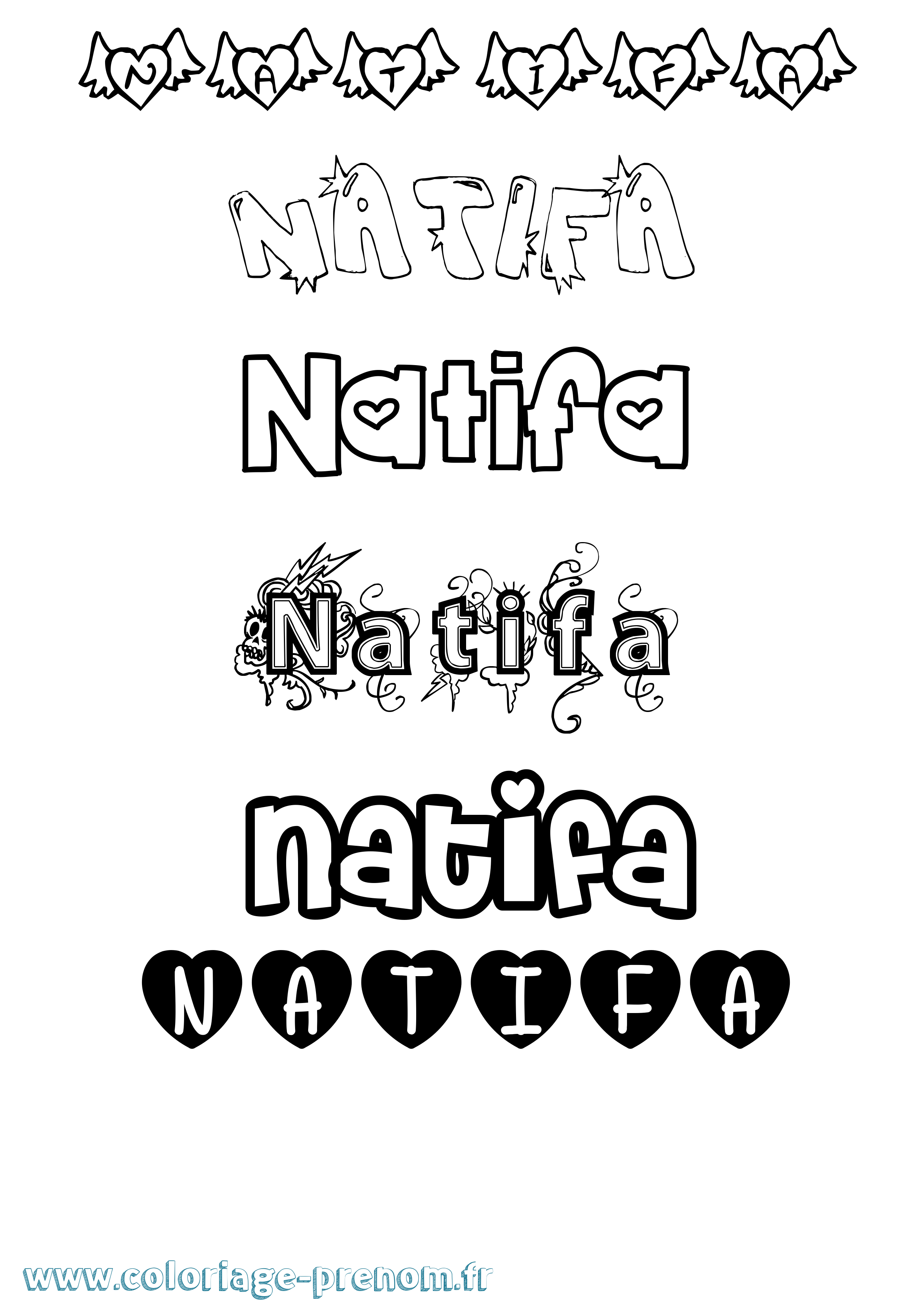 Coloriage Natifa Girly Coloriage prénom Natifa Girly