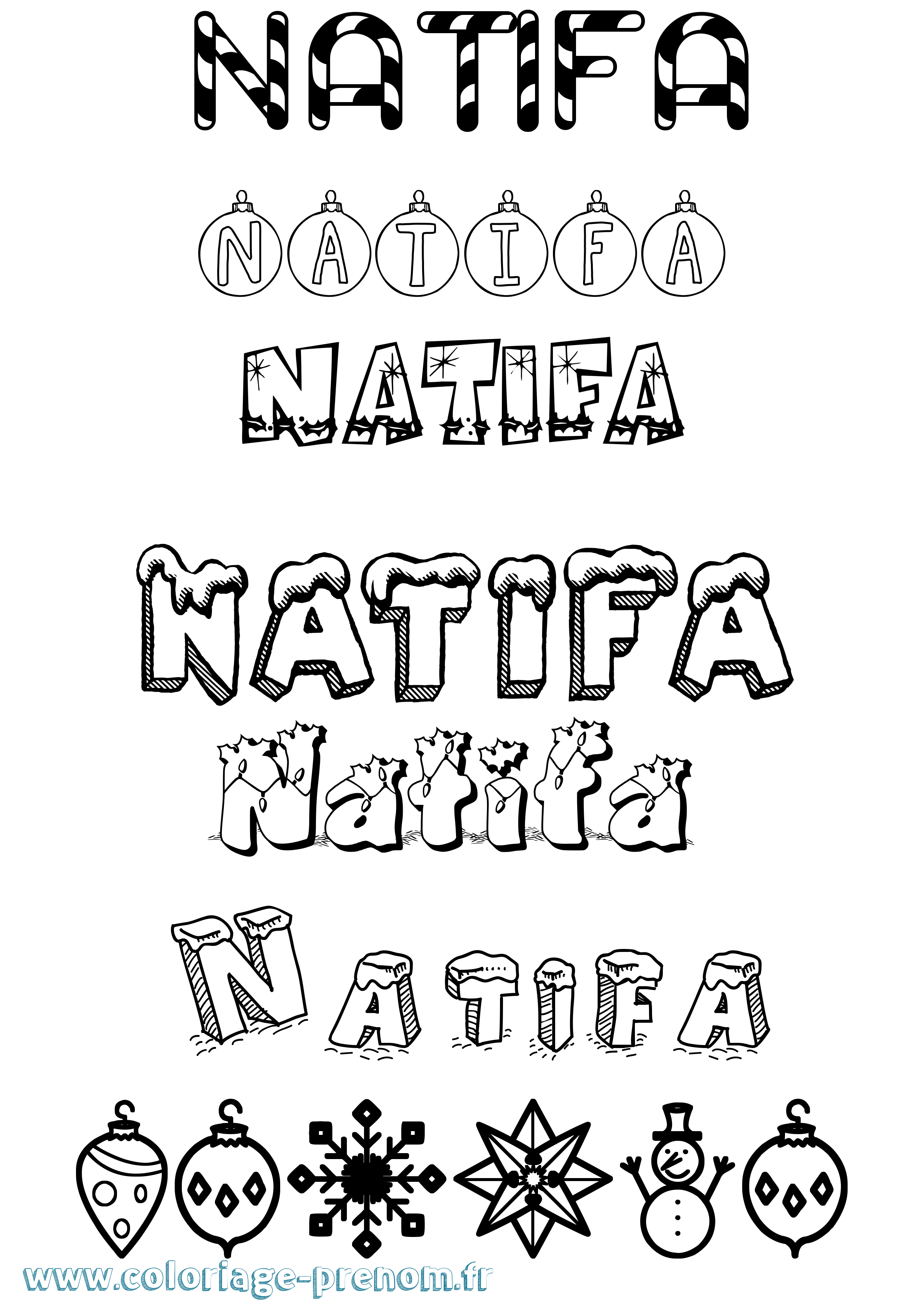 Coloriage Natifa Noël Coloriage prénom Natifa Noël