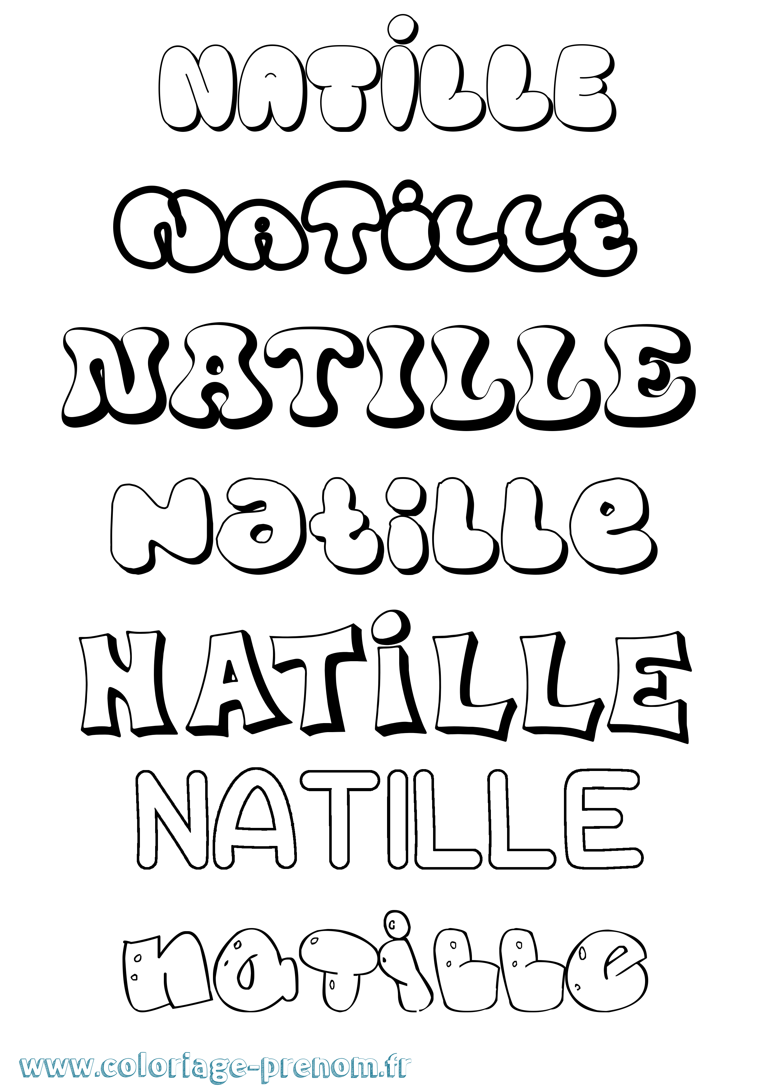 Coloriage Natille Bubble Coloriage prénom Natille Bubble