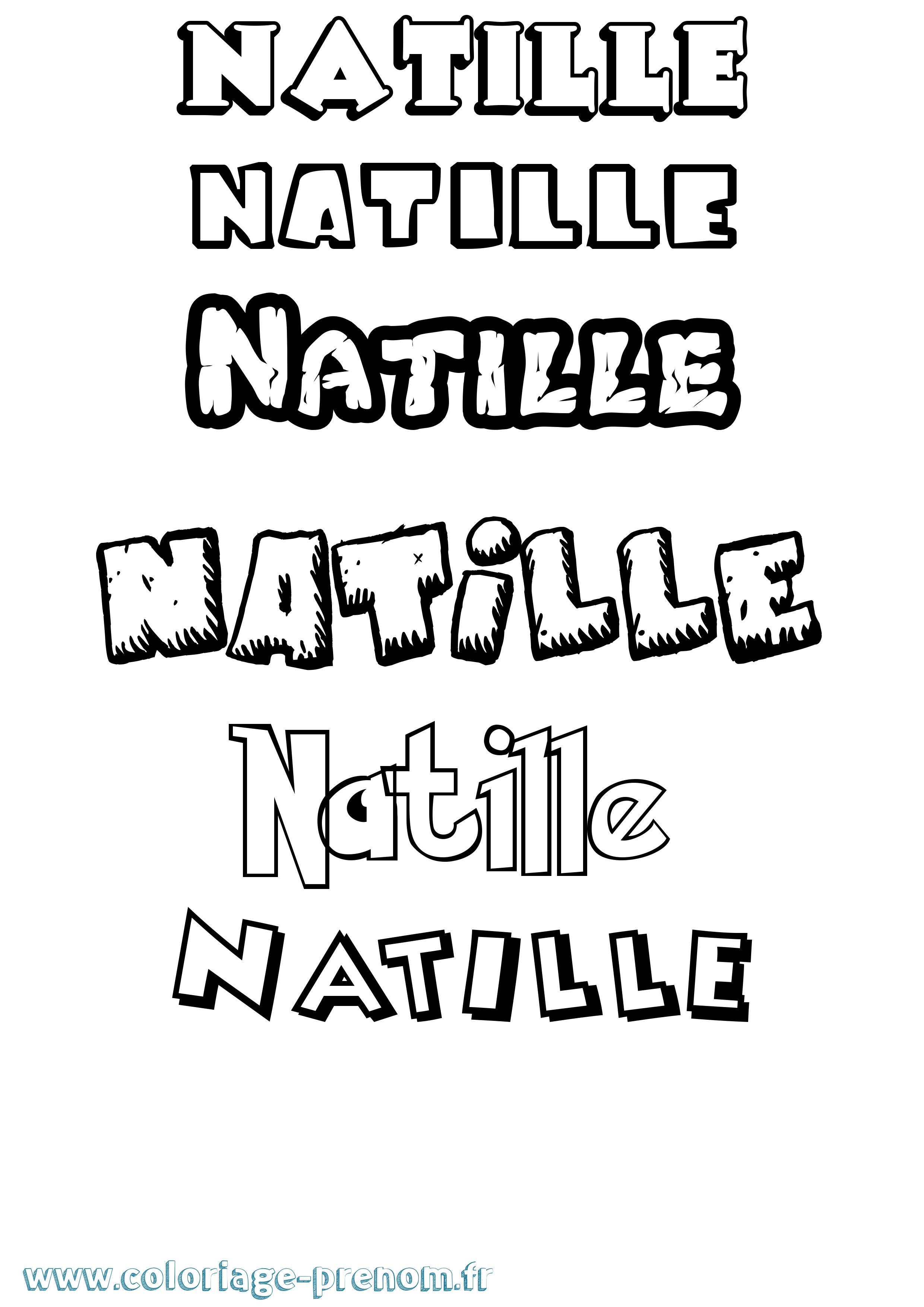 Coloriage Natille Dessin Animé Coloriage prénom Natille Dessin Animé