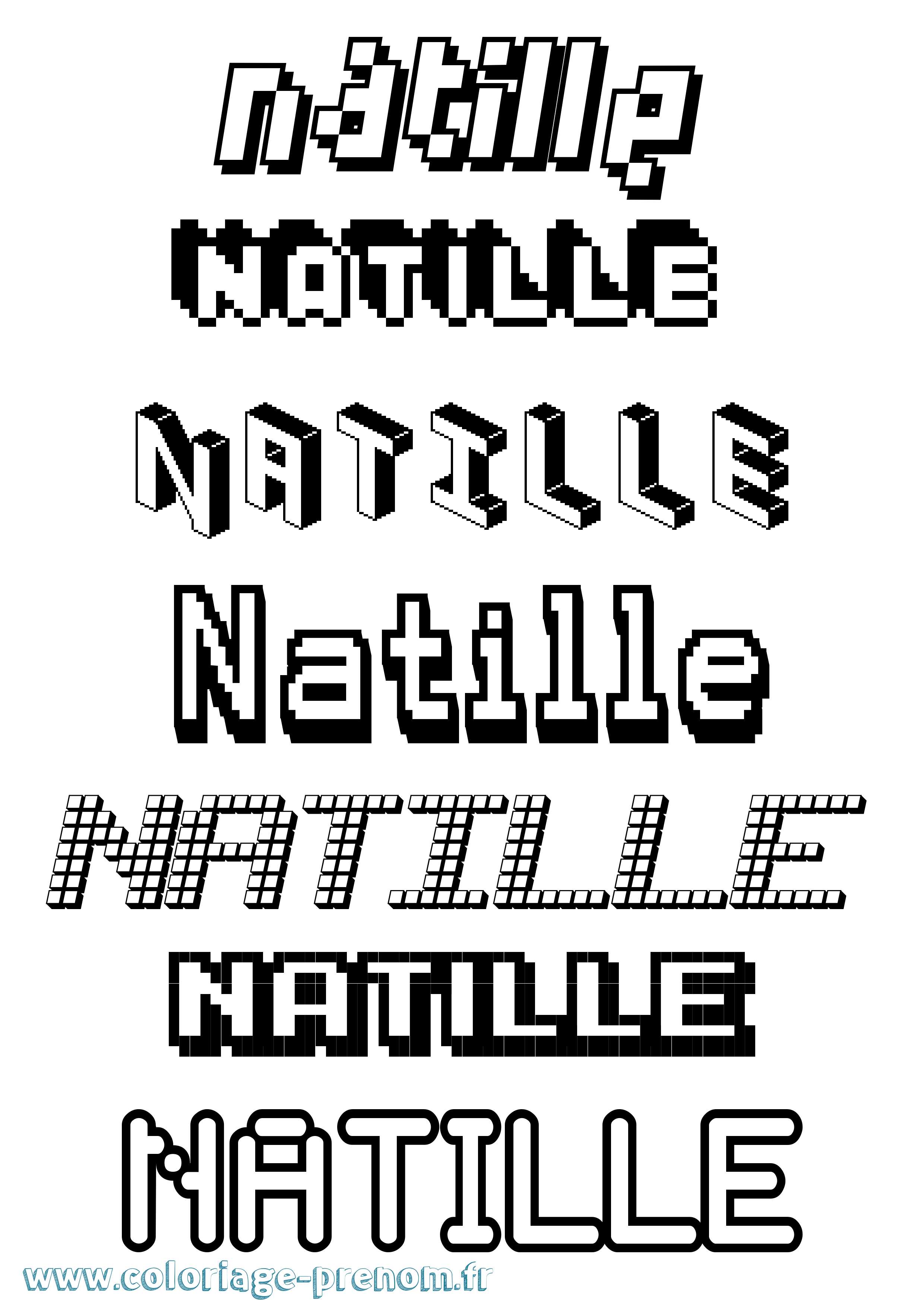 Coloriage Natille Pixel Coloriage prénom Natille Pixel