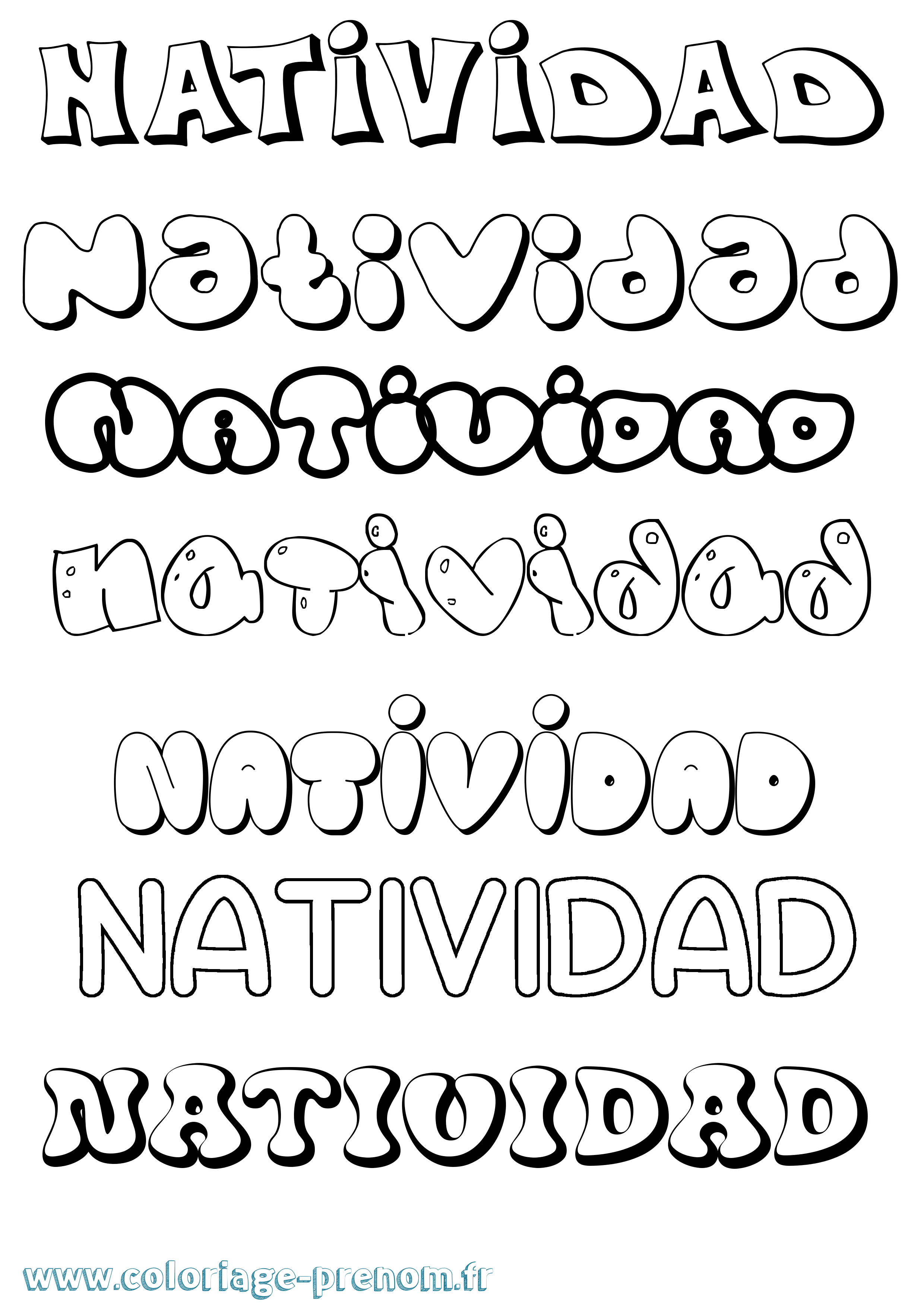 Coloriage Natividad Bubble Coloriage prénom Natividad Bubble