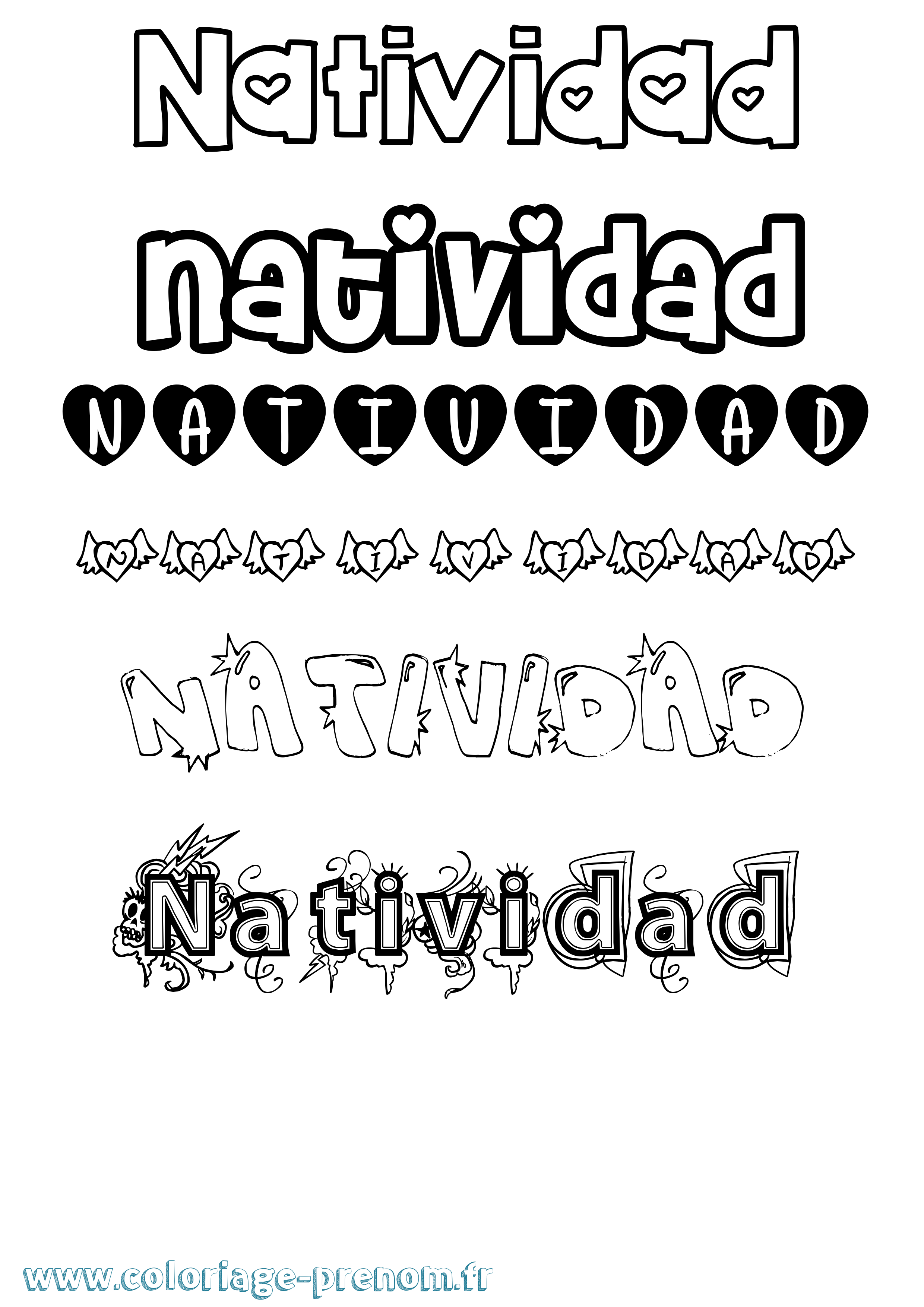 Coloriage Natividad Girly Coloriage prénom Natividad Girly