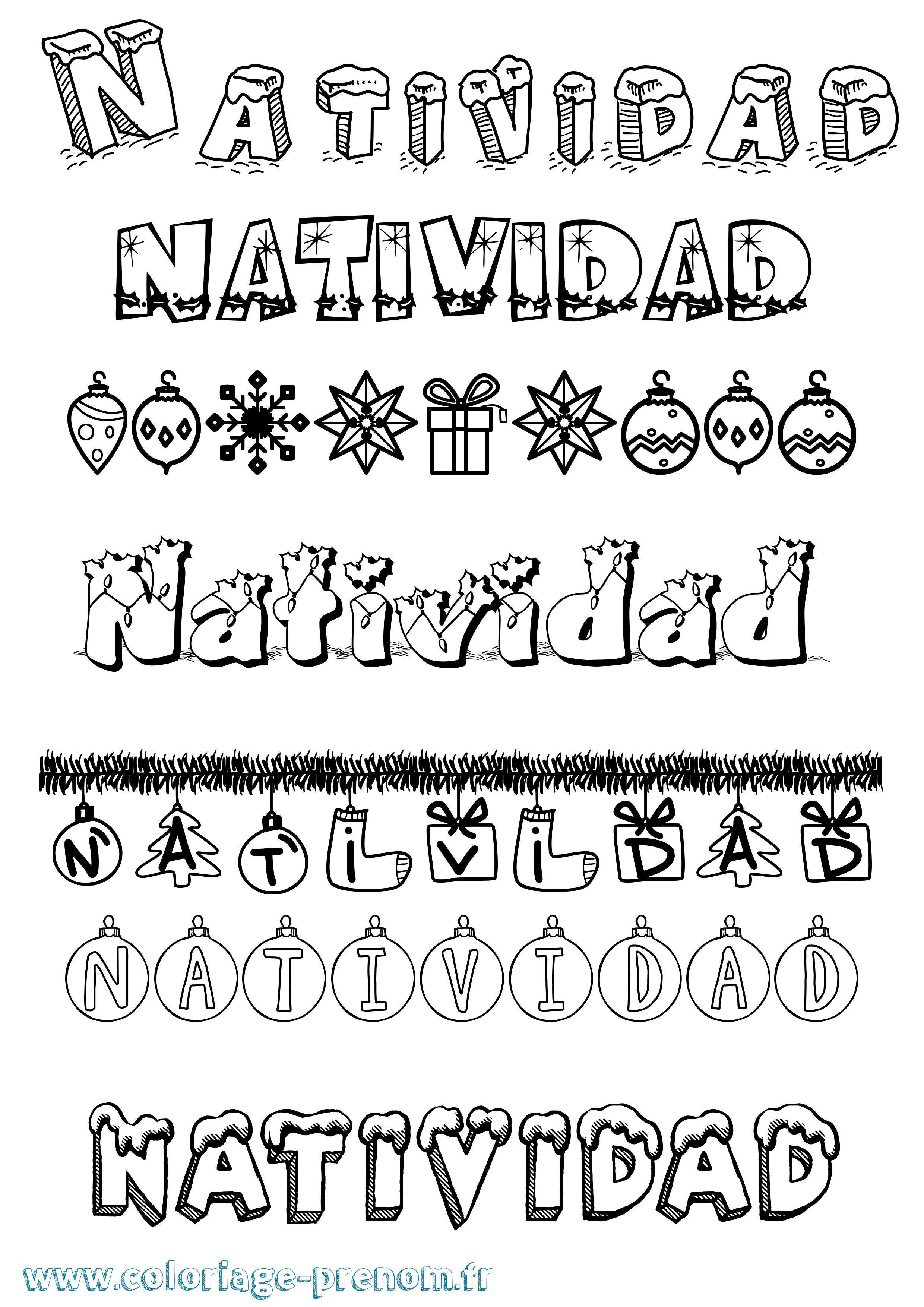 Coloriage Natividad Noël Coloriage prénom Natividad Noël