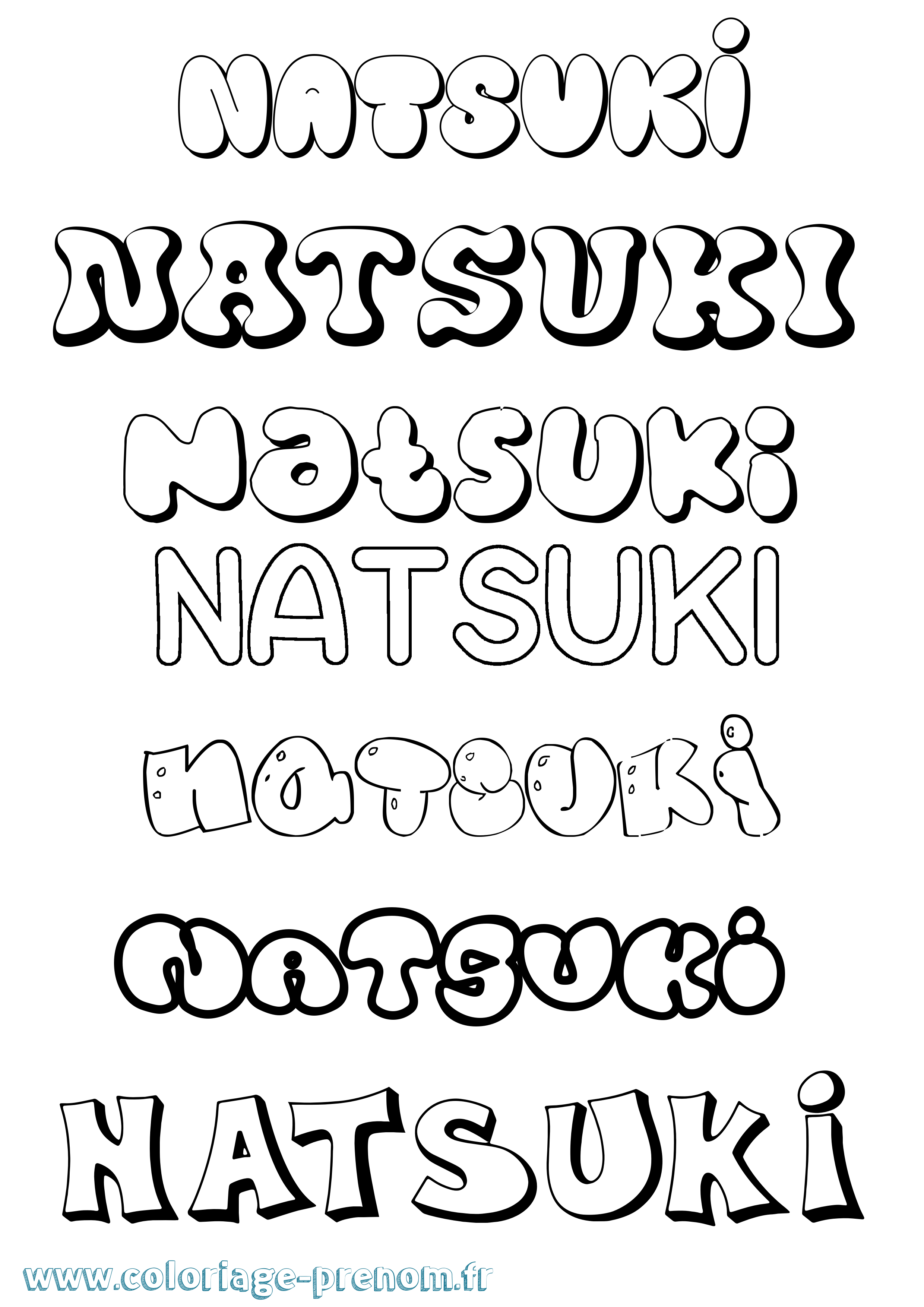 Coloriage Natsuki Bubble Coloriage prénom Natsuki Bubble