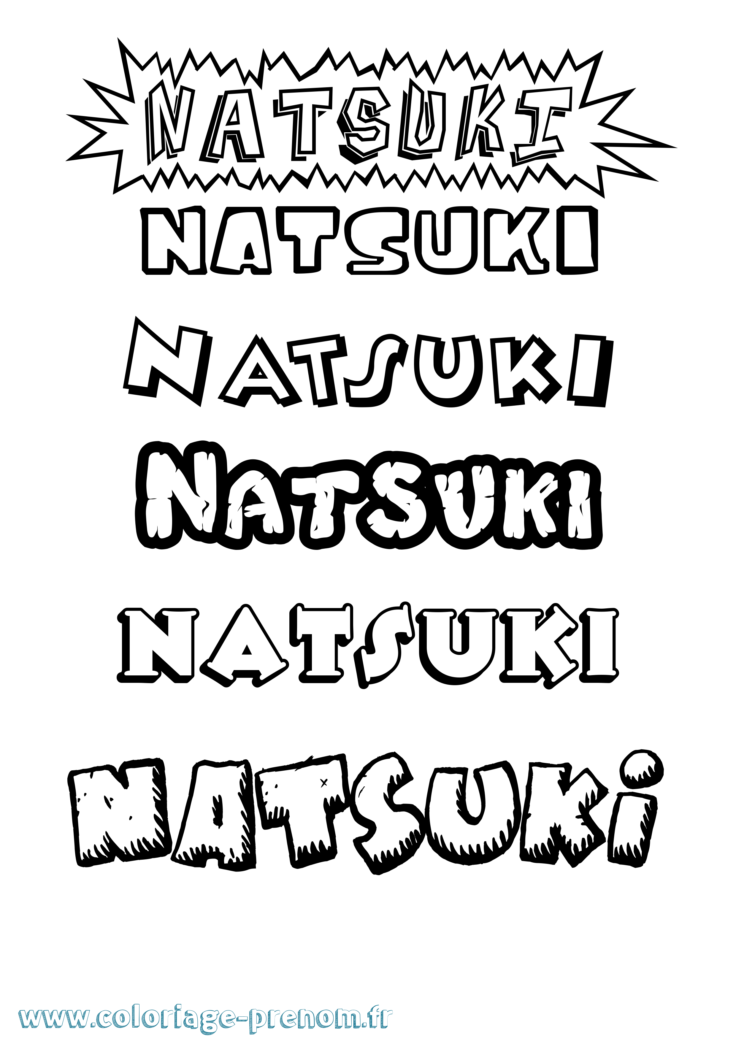 Coloriage Natsuki Dessin Animé Coloriage prénom Natsuki Dessin Animé