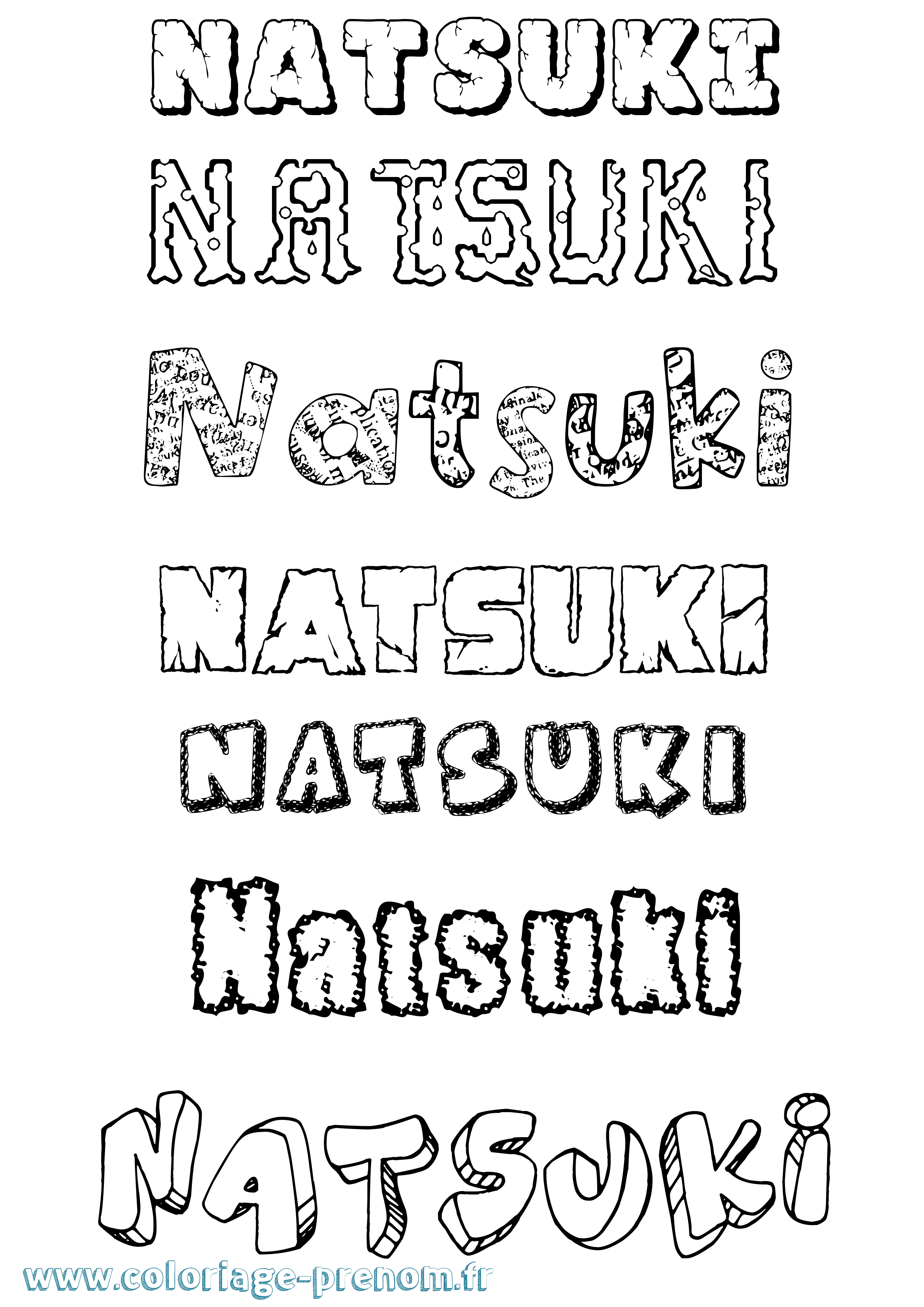 Coloriage Natsuki Destructuré Coloriage prénom Natsuki Destructuré