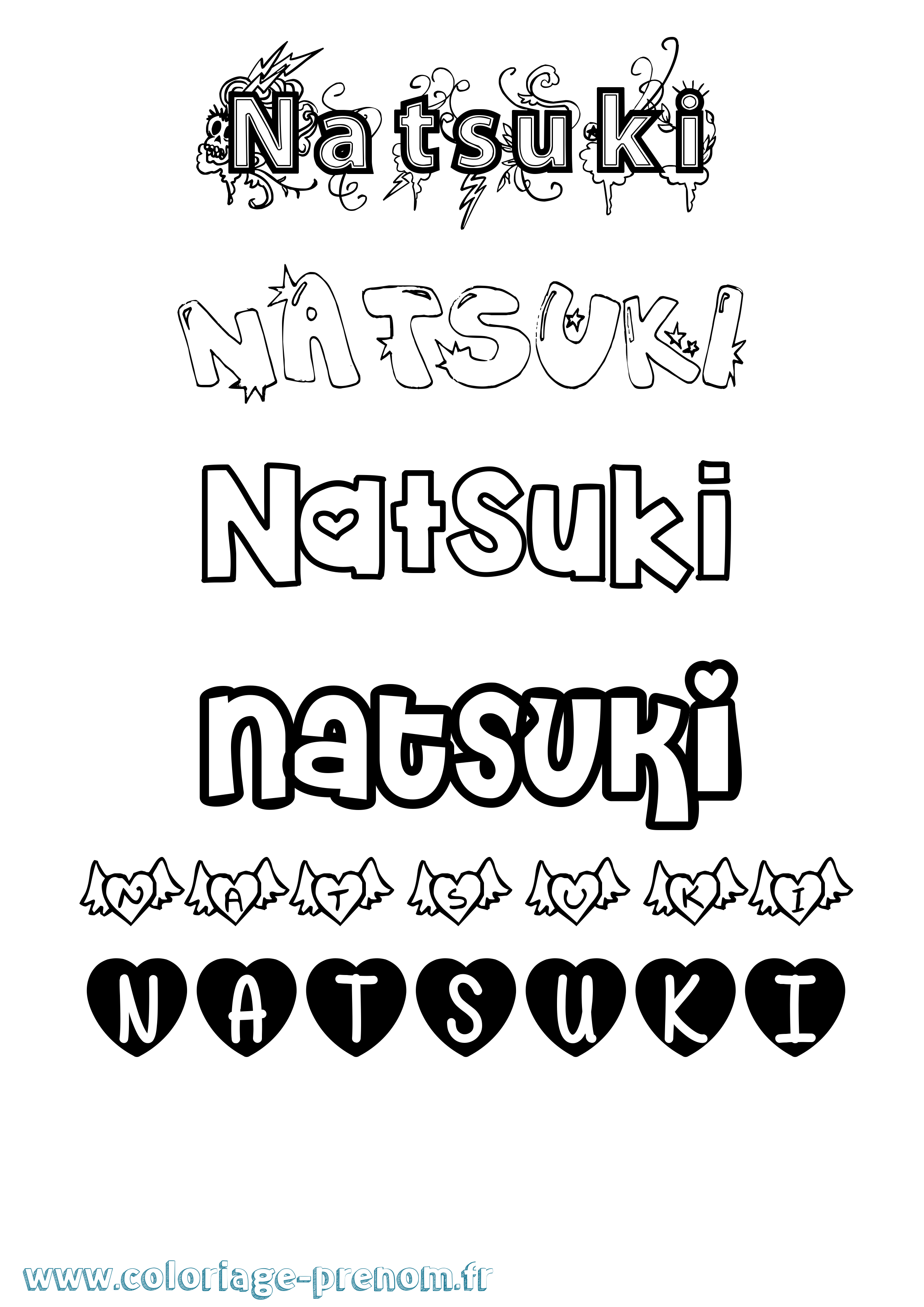 Coloriage Natsuki Girly Coloriage prénom Natsuki Girly