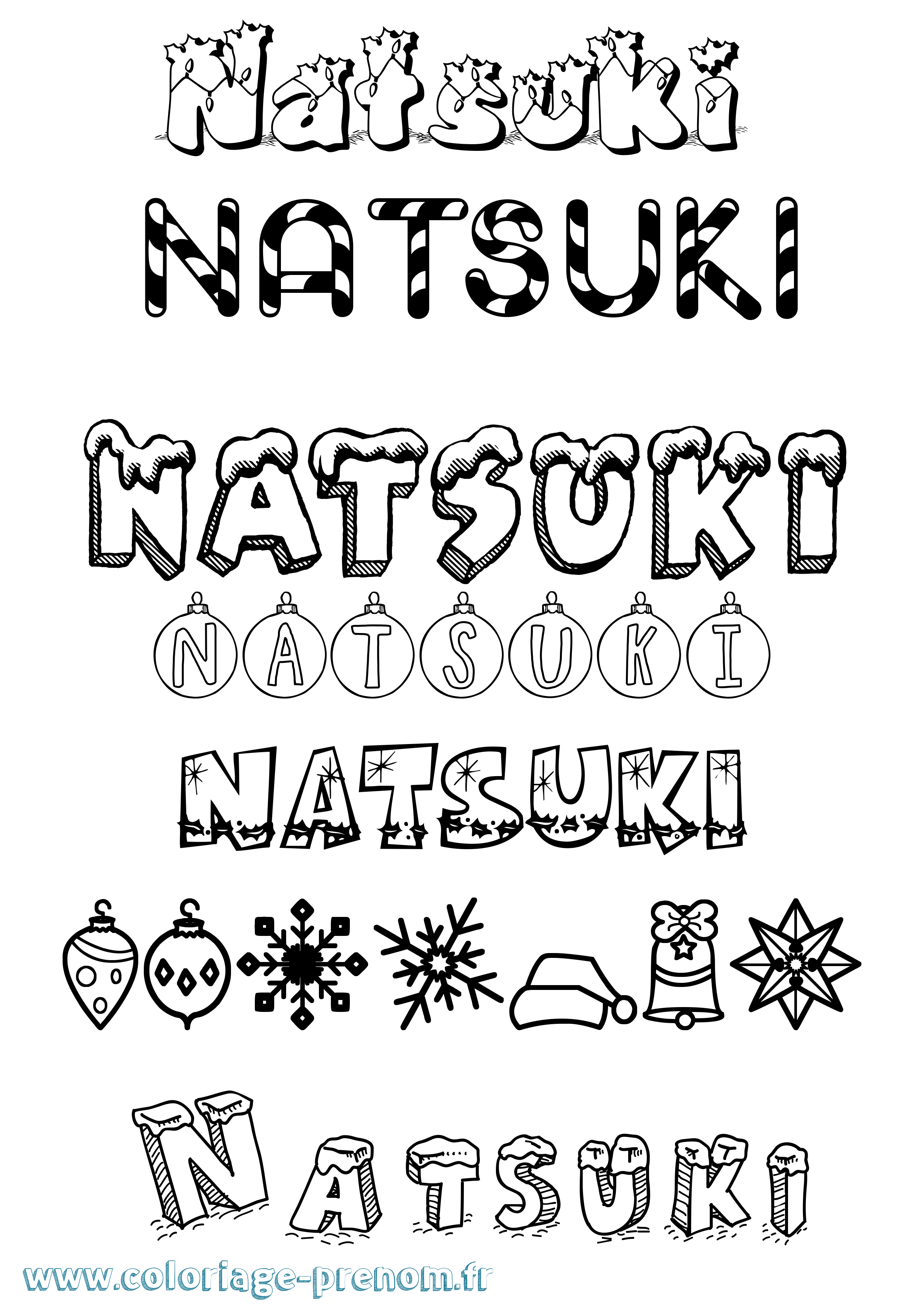 Coloriage Natsuki Noël Coloriage prénom Natsuki Noël