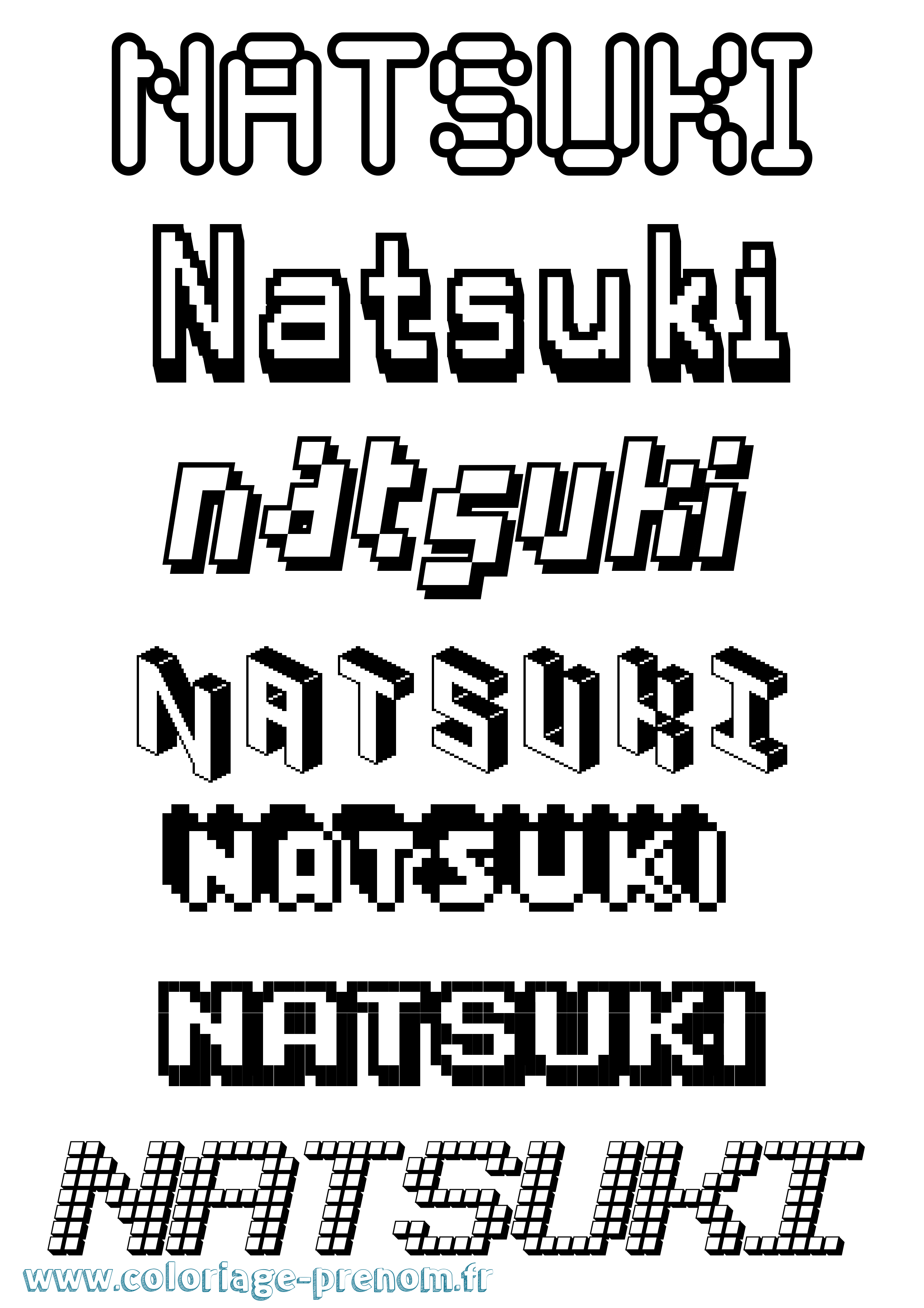 Coloriage Natsuki Pixel Coloriage prénom Natsuki Pixel