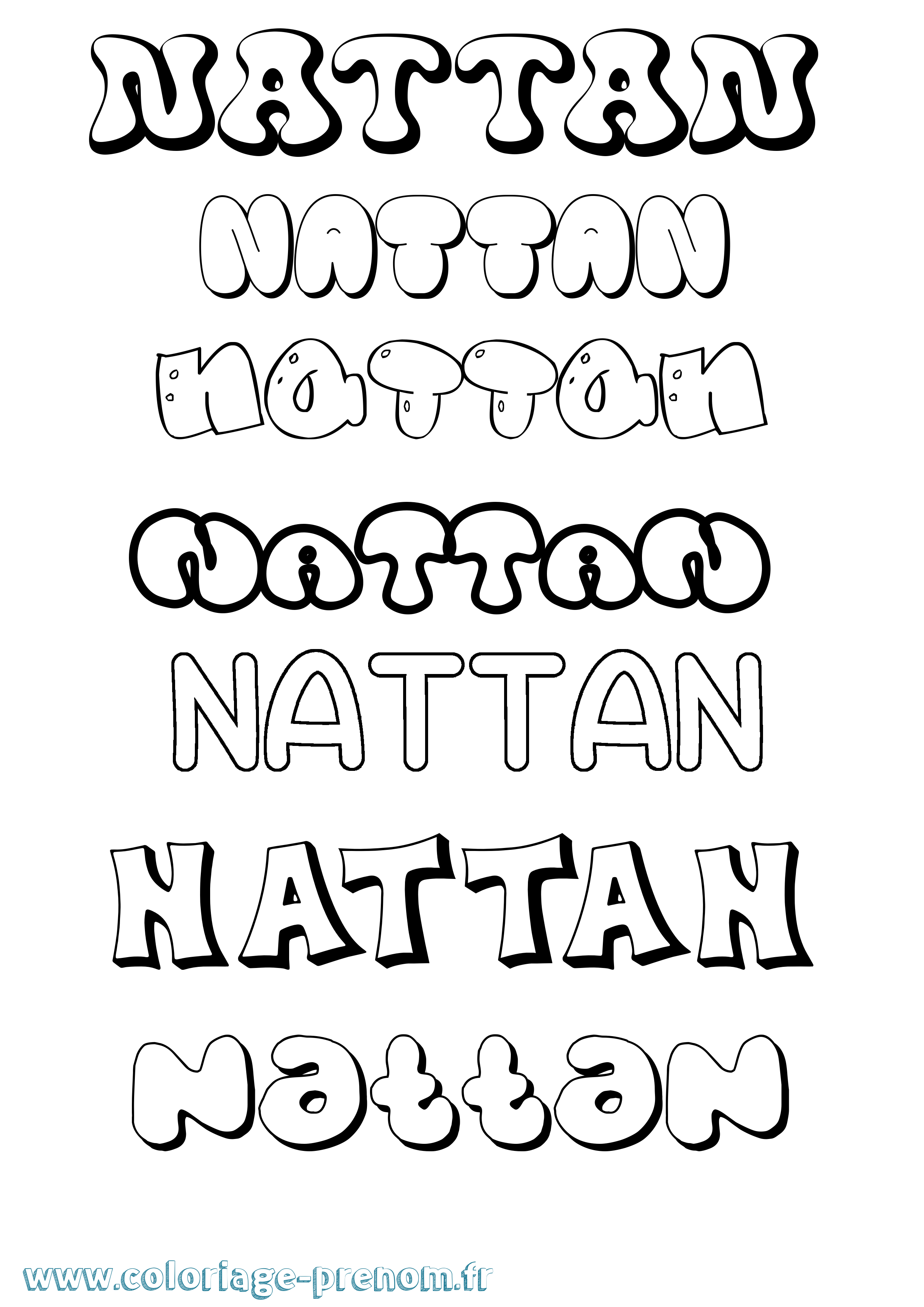 Coloriage Nattan Bubble Coloriage prénom Nattan Bubble