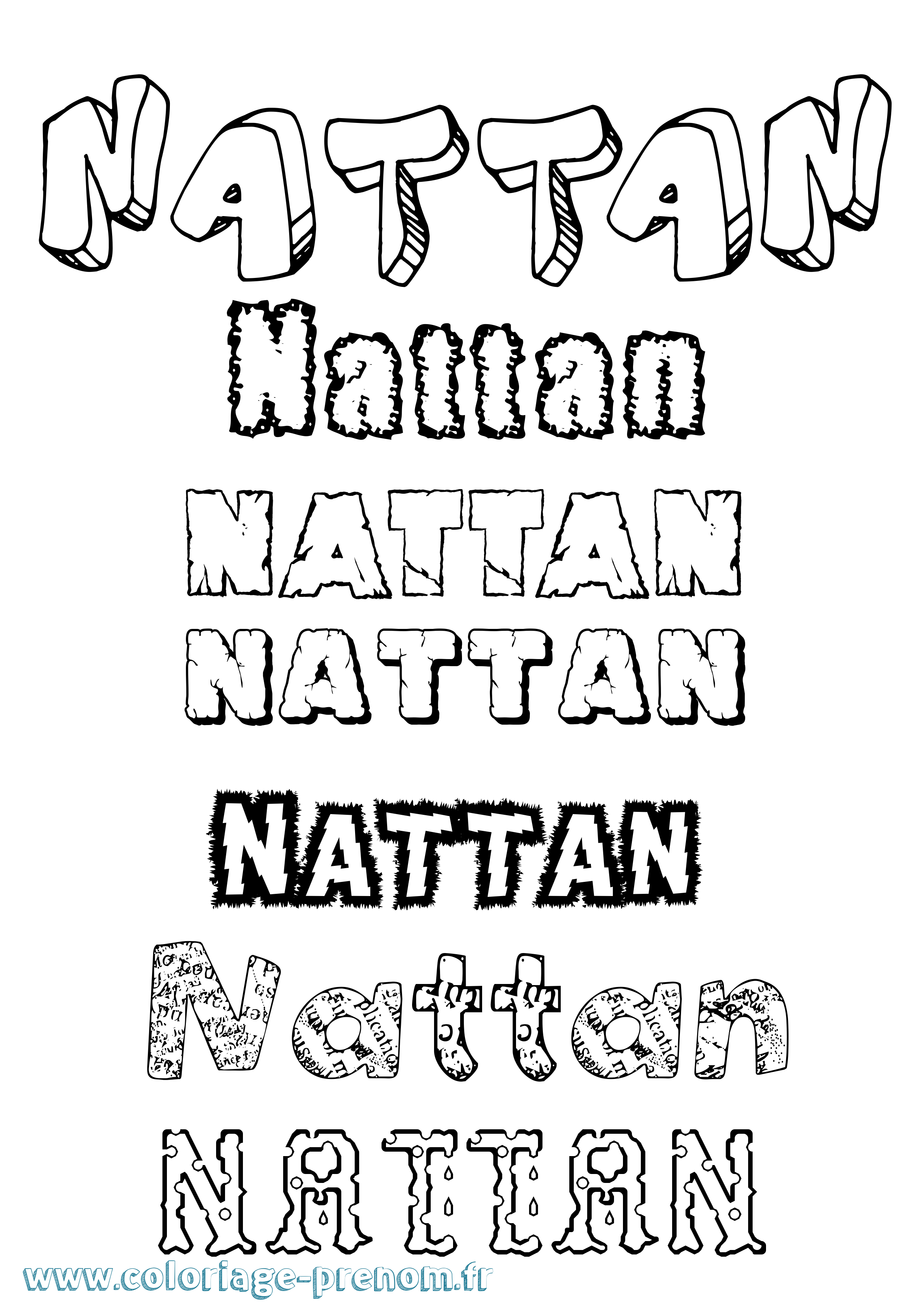 Coloriage Nattan Destructuré Coloriage prénom Nattan Destructuré
