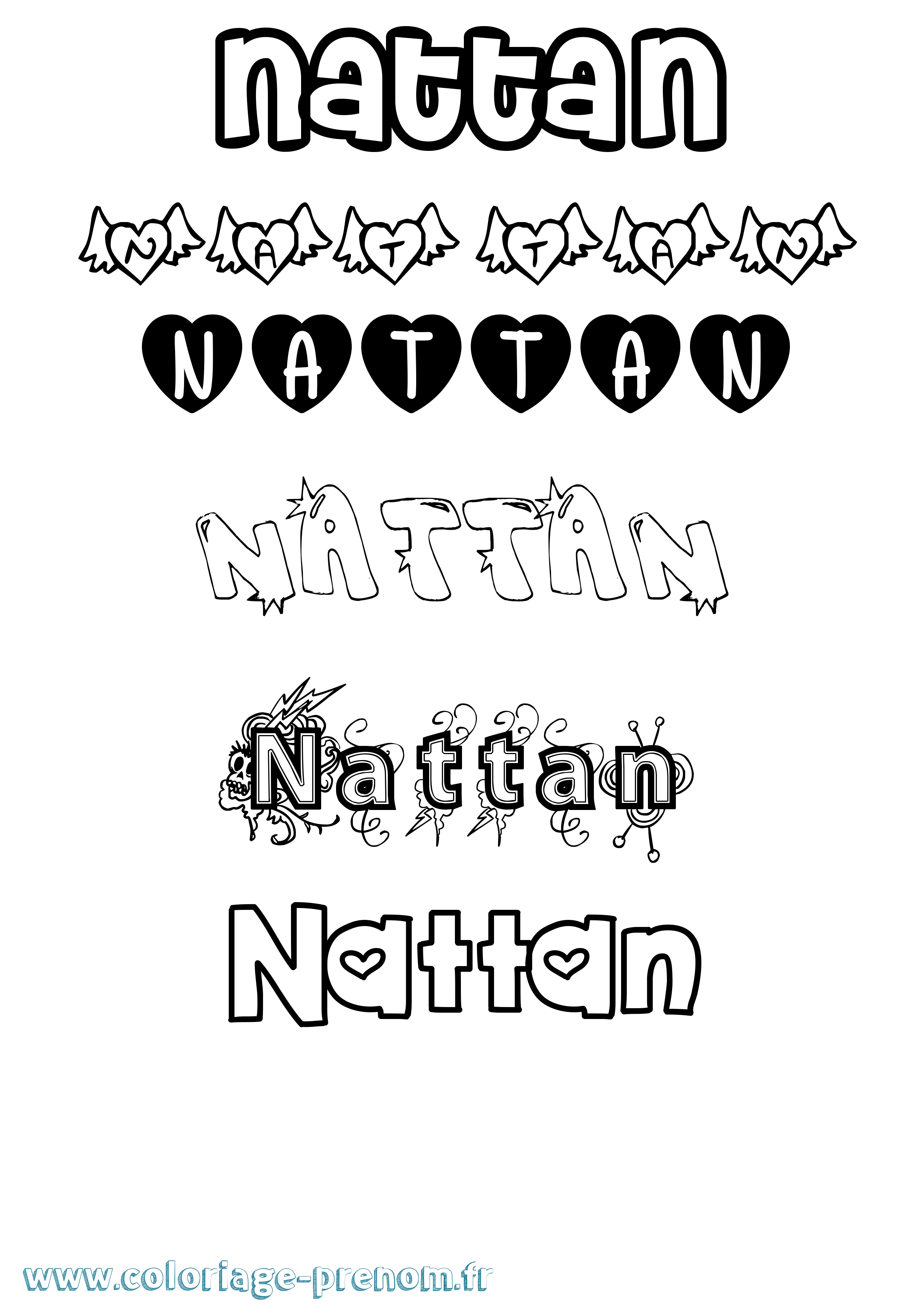 Coloriage Nattan Girly Coloriage prénom Nattan Girly