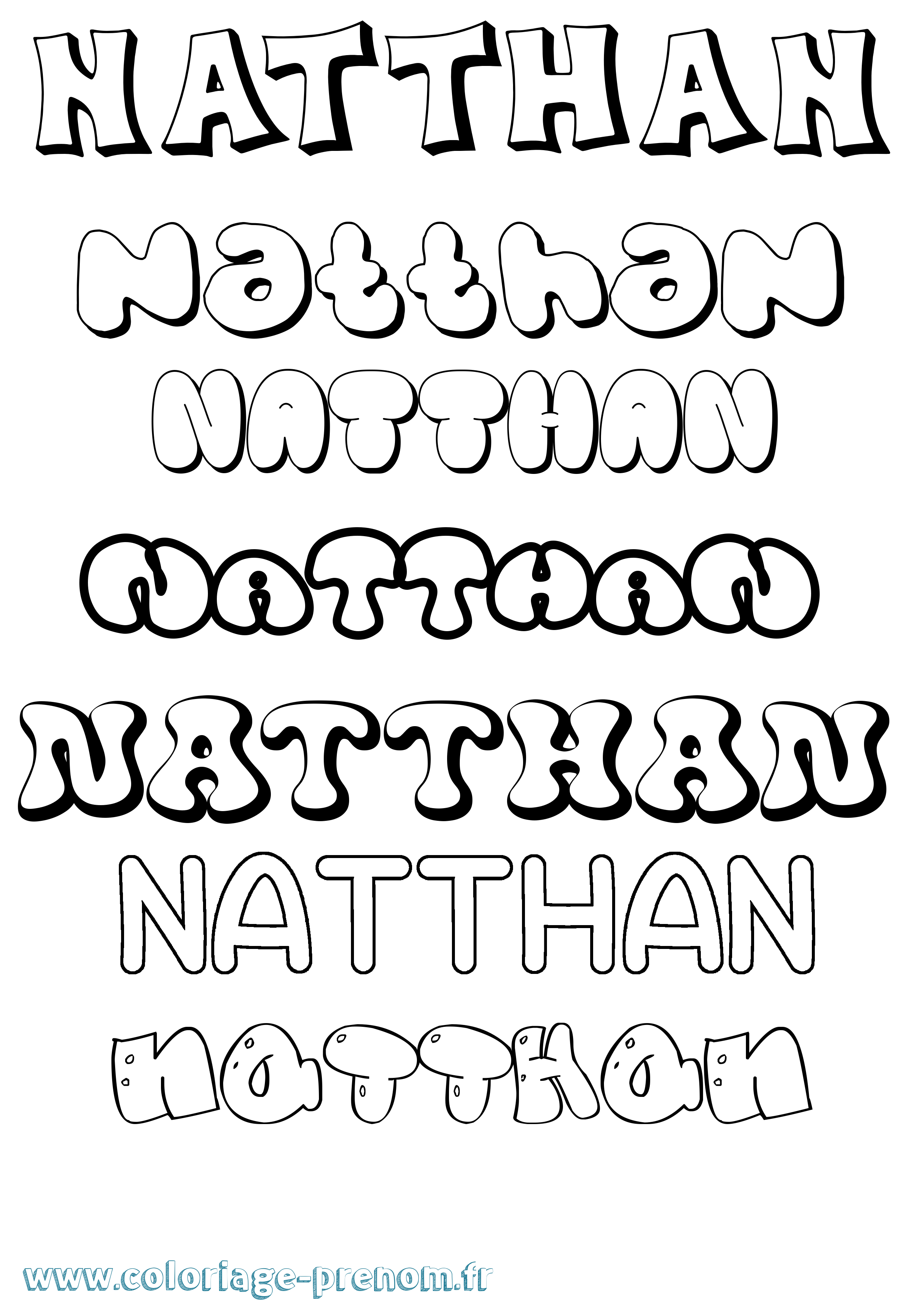 Coloriage Natthan Bubble Coloriage prénom Natthan Bubble